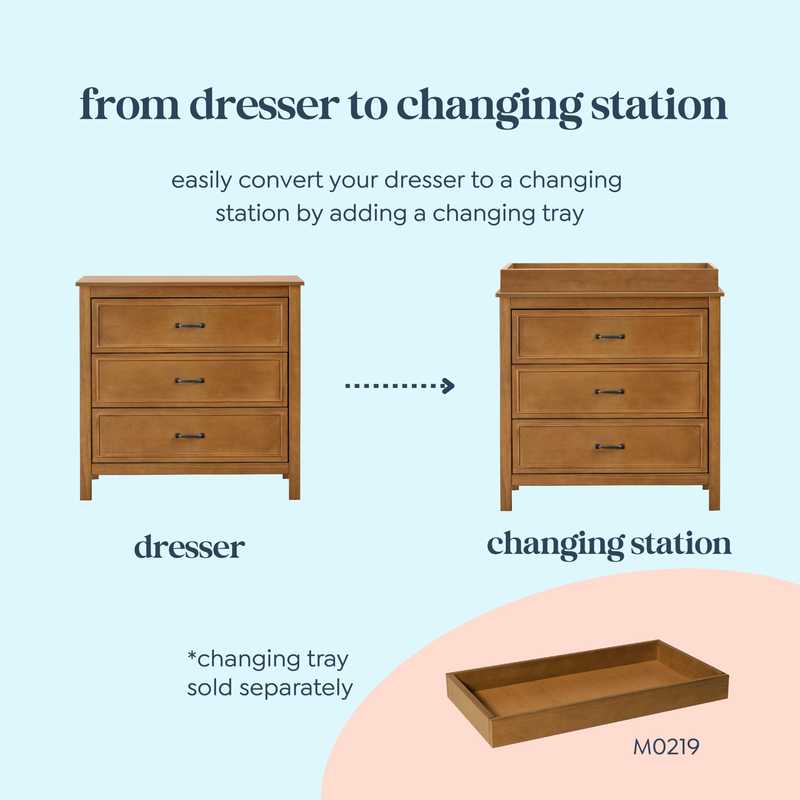 DaVinci Charlie 3-Drawer Chest Dresser in Chestnut - Perfect for Nursery, Bedroom & Kids Room Storage Organization