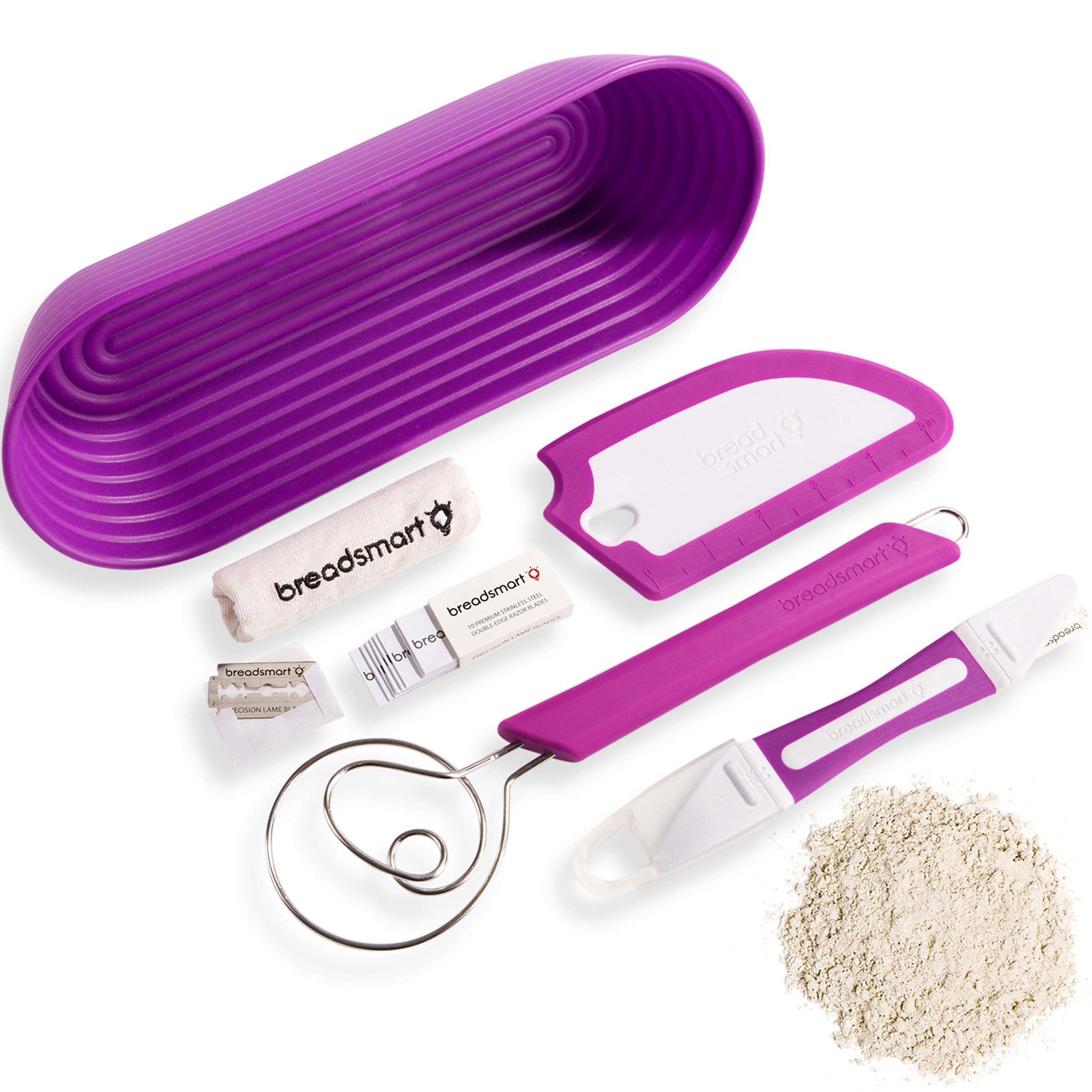 Artisan Sourdough Bread Making Kit - 5-Piece Baking Supplies Set with Lame, Dough Scraper, Whisk, Banneton Proofing Basket & Cotton Liner - Perfect for Homemade Bread, Pizza Dough & Pastry Baking at Home
