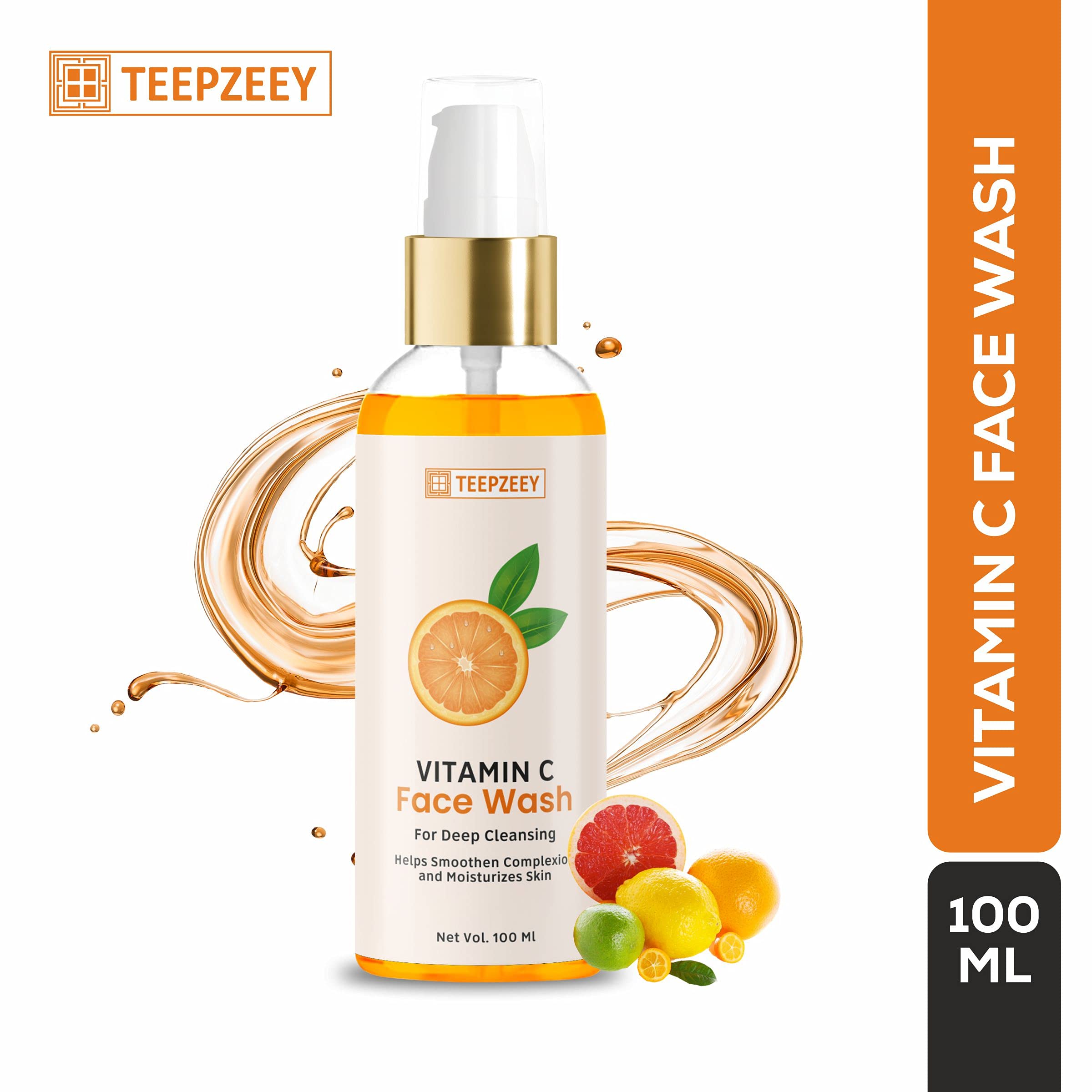 TEEPZEEY Beard Growth Oil for Thicker & Longer Facial Hair - 50ml | Vitamin C Face Wash for Deep Cleansing - 100ml | Red Onion Hair Conditioner for Stronger Hair - 200ml | Grooming Kit for Men with Dry Skin & Hair Care Routine
