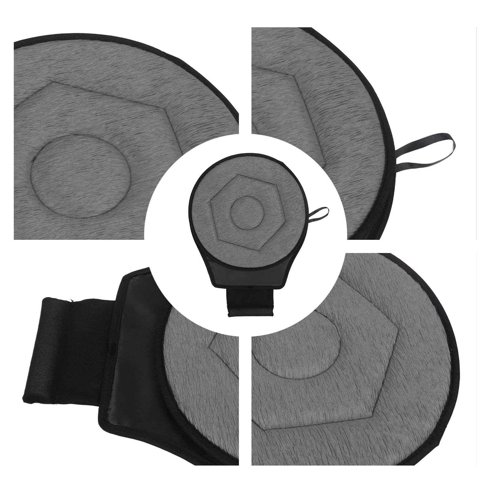 360 Degree Rotating Car Seat Cushion - Swivel Round Portable Seat Pad for Elderly & Pregnant Women, Comfortable Grey Car Chair Cushion - Perfect for Long Drives, Road Trips & Commuting