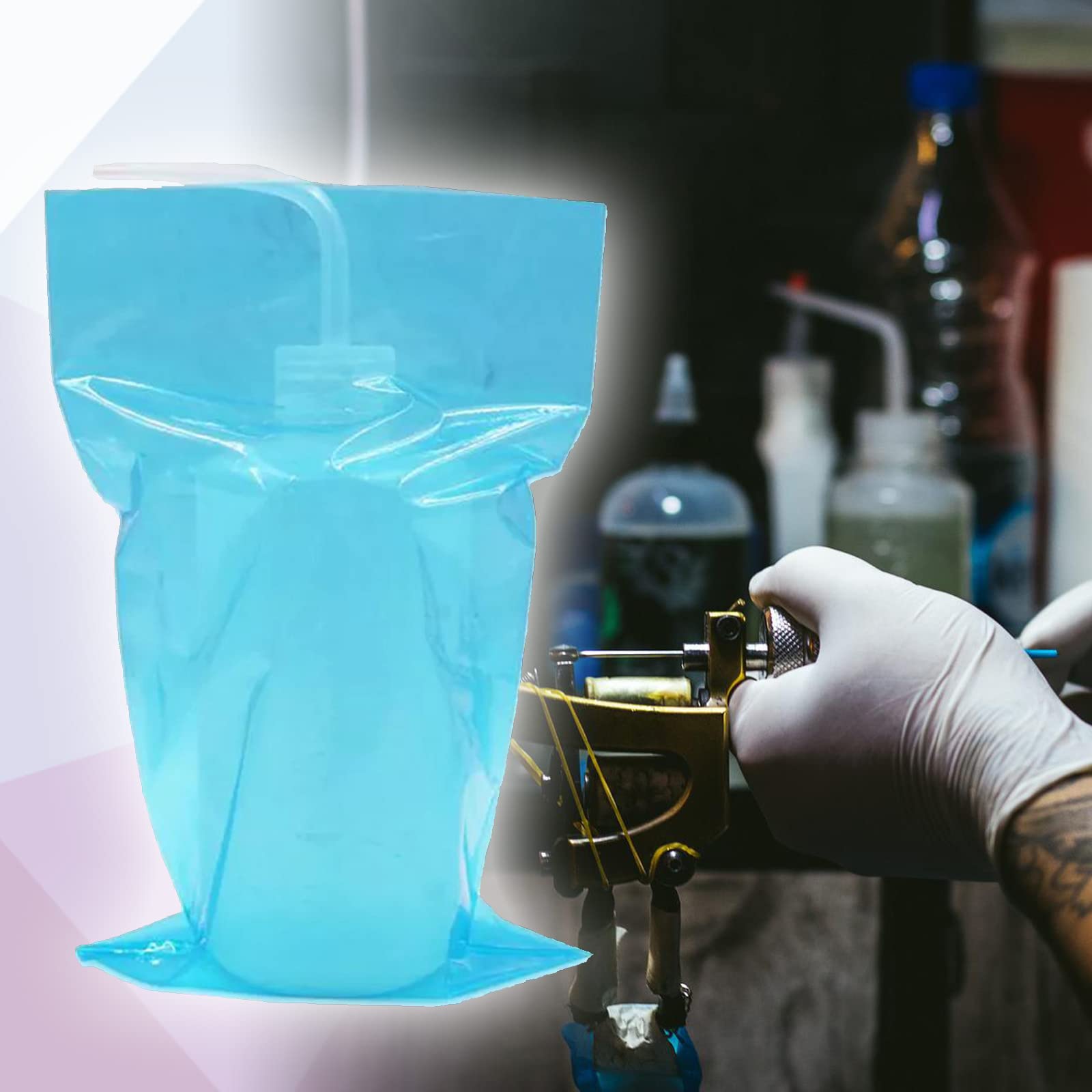 **250pcs Disposable Tattoo Wash Bottle Covers Sleeves - Blue 6x10 Inch Squeeze Bottle Bags for Tattoo Artists & Cleaning Supplies | Hygienic, Leak-Proof Protection for Ink & Cleaning Solutions**    *(Use Case: Ideal for tattoo studios, salons, and medical facilities to maintain hygiene and prevent cross-contamination.)*