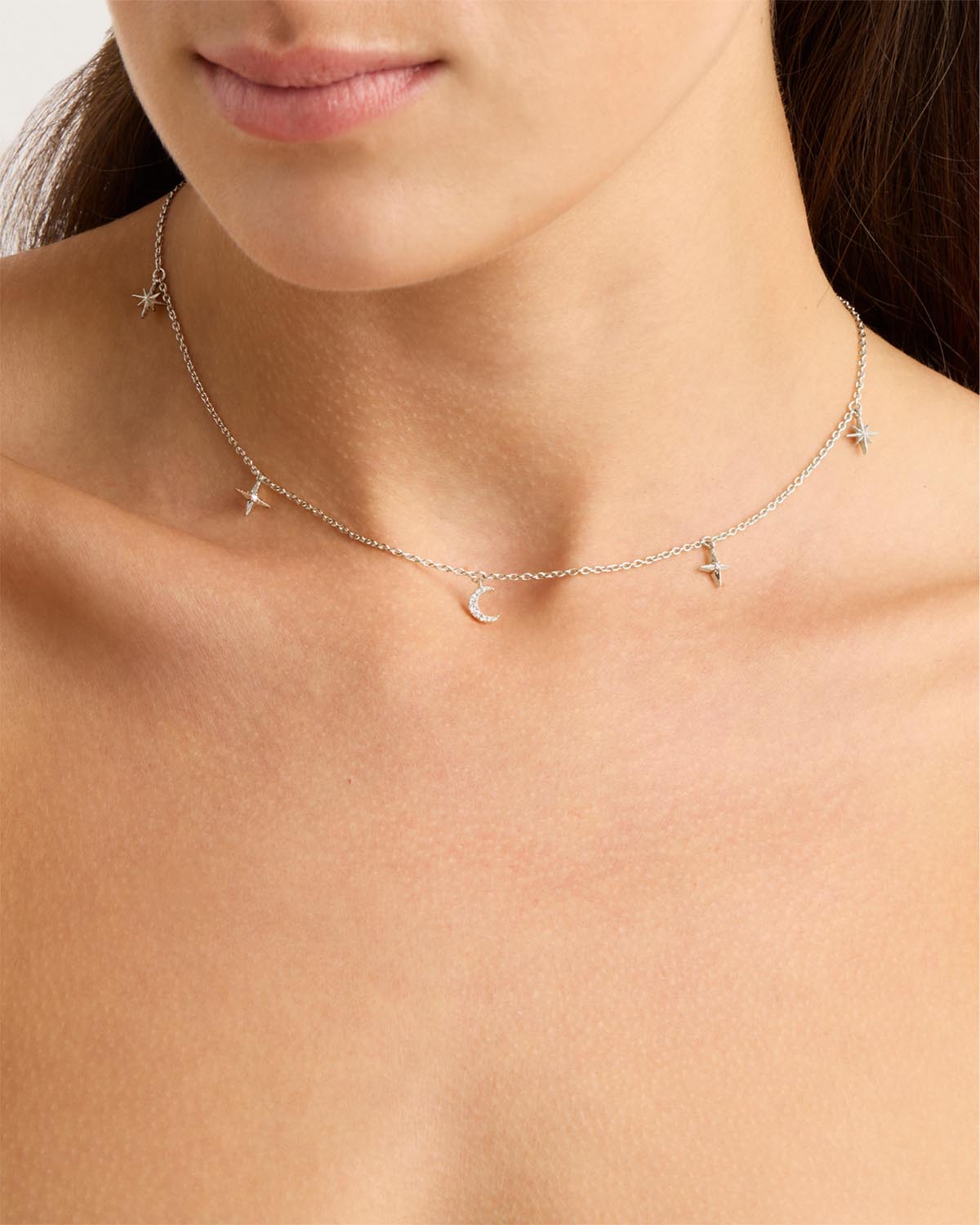 To The Moon and Back Sterling Silver Choker Necklace - Perfect for Anniversary Gifts, Date Nights & Special Occasions