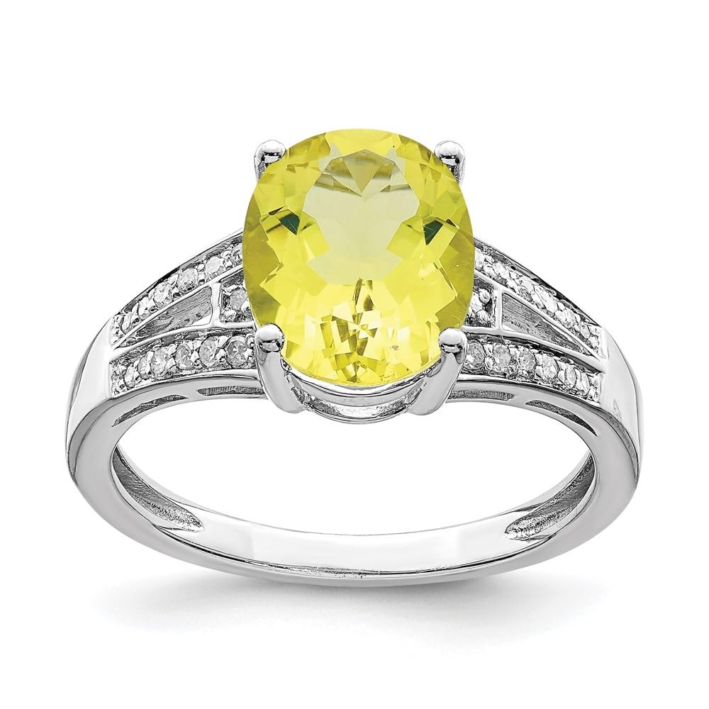 925 Sterling Silver Lemon Quartz & Diamond Engagement Ring 2.51ct - Elegant Wedding Jewelry for Proposals, Anniversaries & Special Occasions