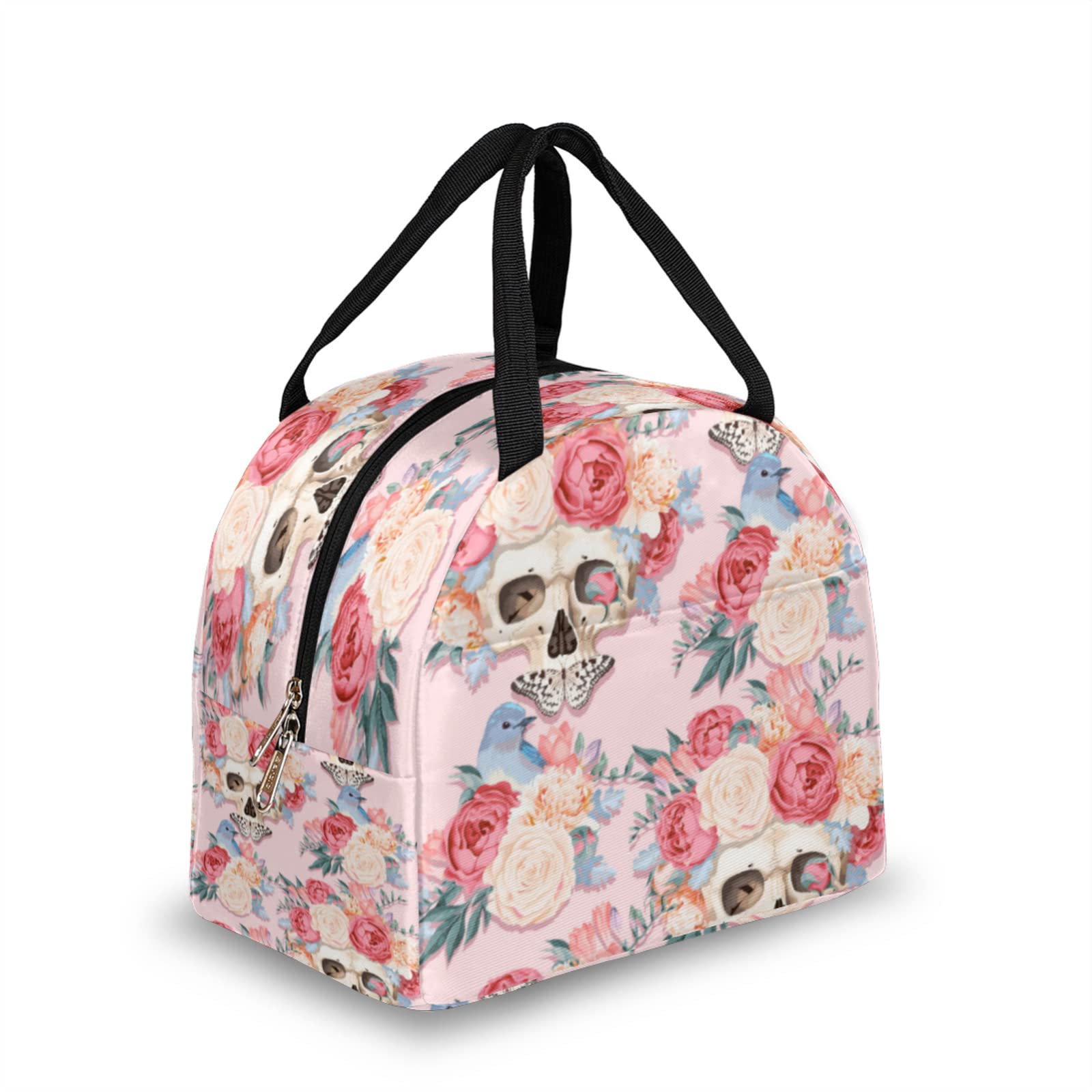Stylish Sugar Skull Insulated Lunch Box for Women & Men - Reusable Rose Butterfly Cooler Bag for Work, School, Office & Picnic | Perfect for Meal Prep, Outdoor Activities & Daily Commute