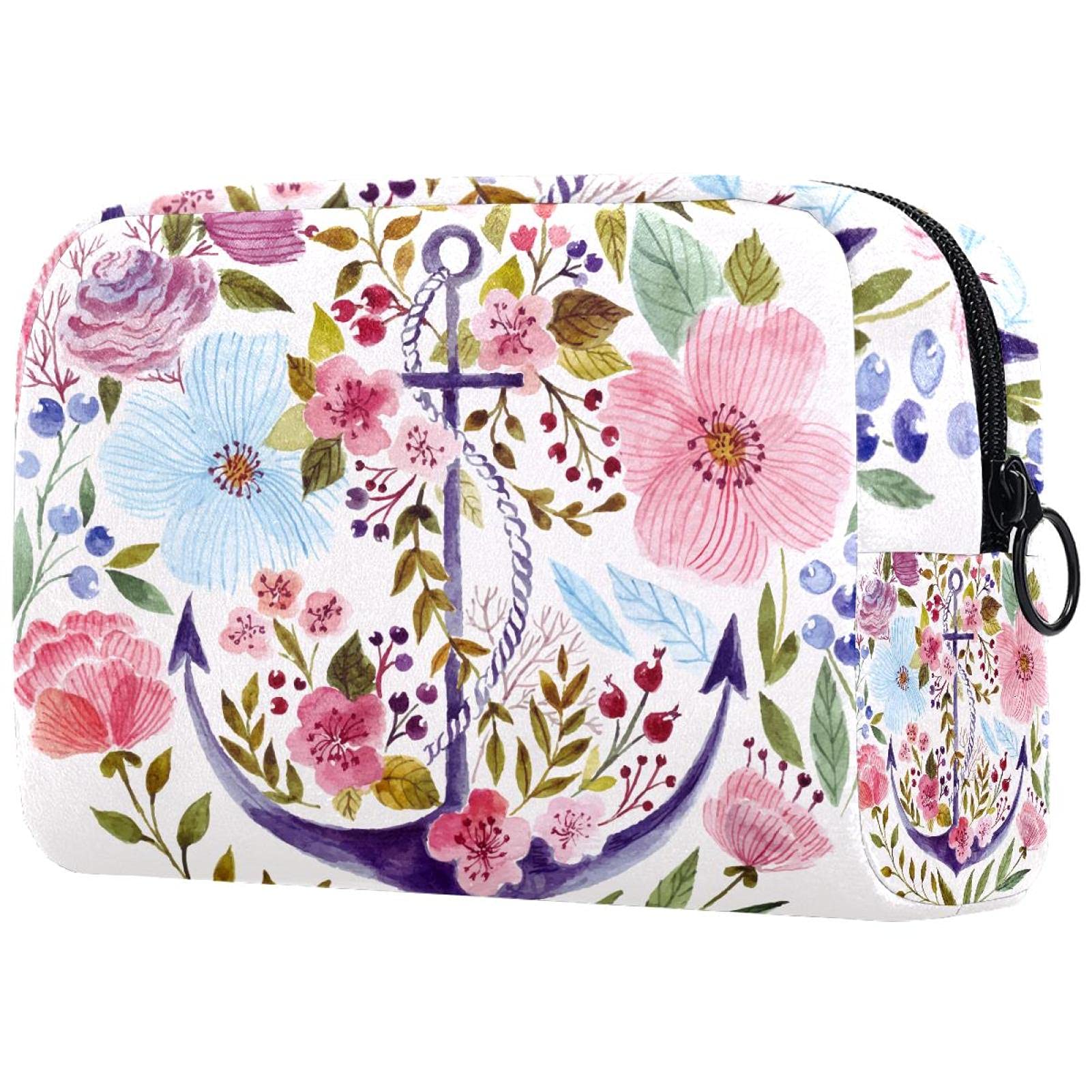 Large Watercolor Floral Pink Cosmetic Bag for Women - Travel Makeup Pouch with Zipper, Portable Toiletry Organizer | Perfect for Vacation, Gym & Daily Essentials Storage