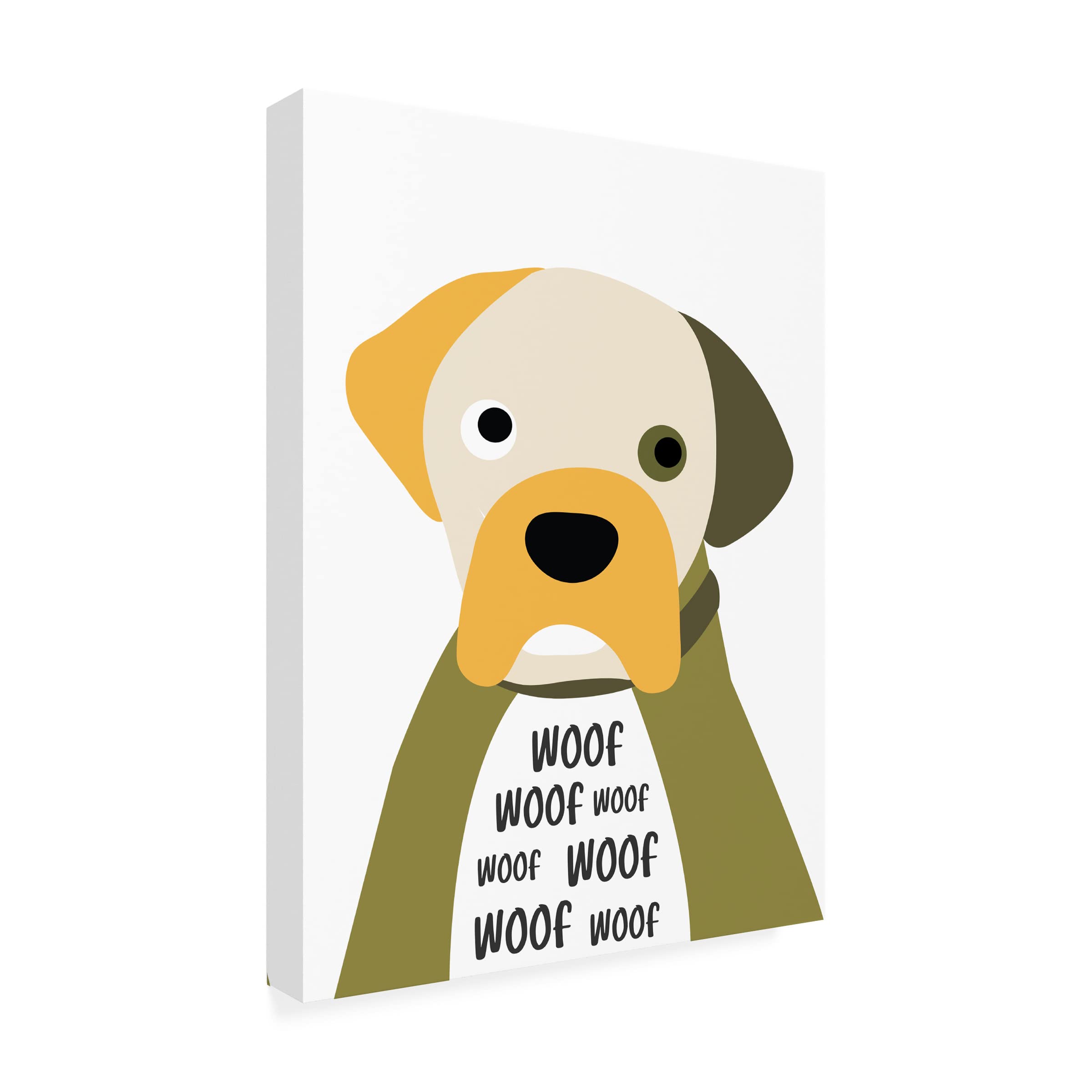 Trademark Fine Art 'Woof' Canvas Art by Ayse - Dog Lover Home Decor for Living Room, Bedroom & Office