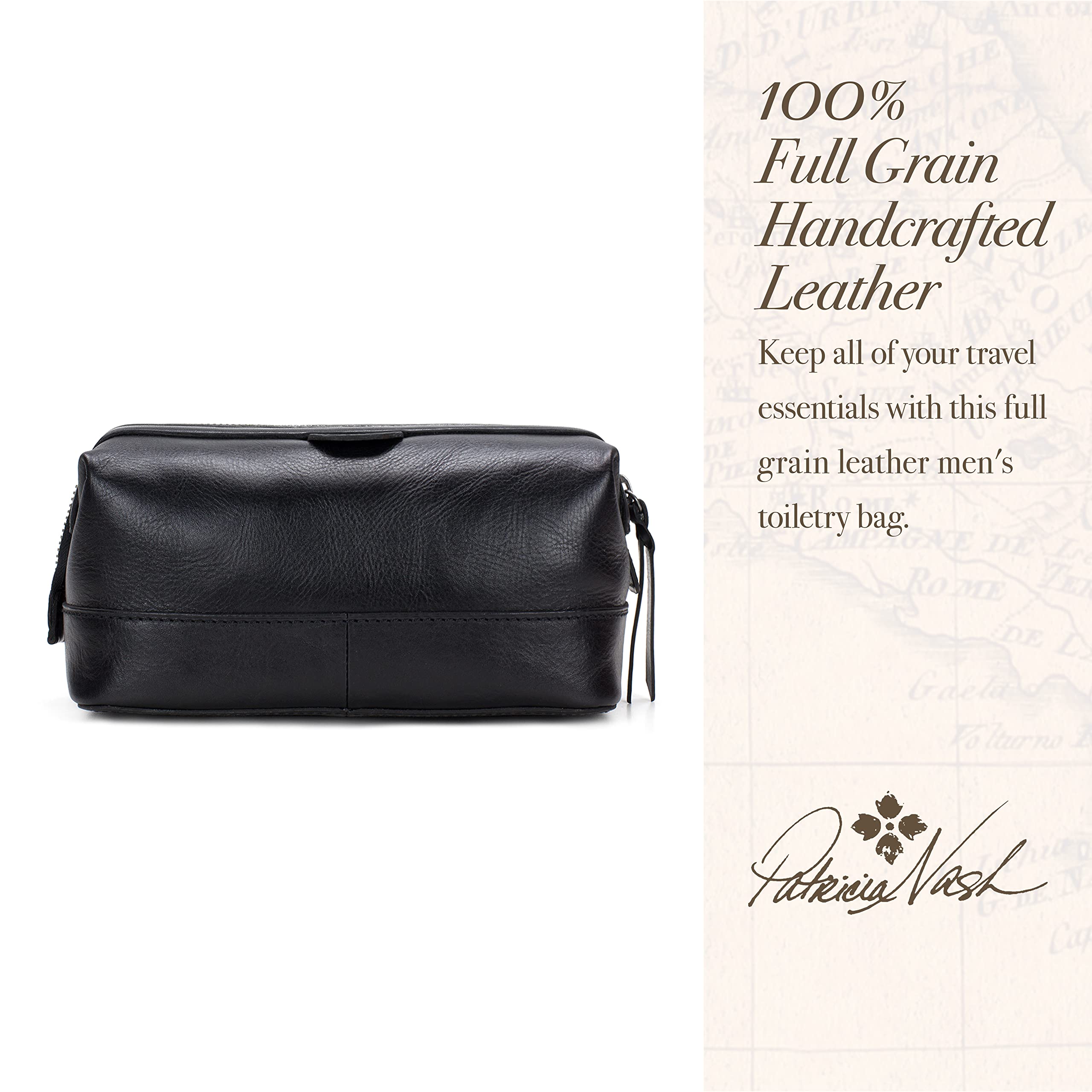 Patricia Nash Men's Travel Toiletry Bag - Waxed Cotton Canvas Dopp Kit with Brushed Brass Hardware & Zipper Closure | Stylish Moto Design Toiletry Organizer for Business Trips, Gym, Camping & Vacation Essentials