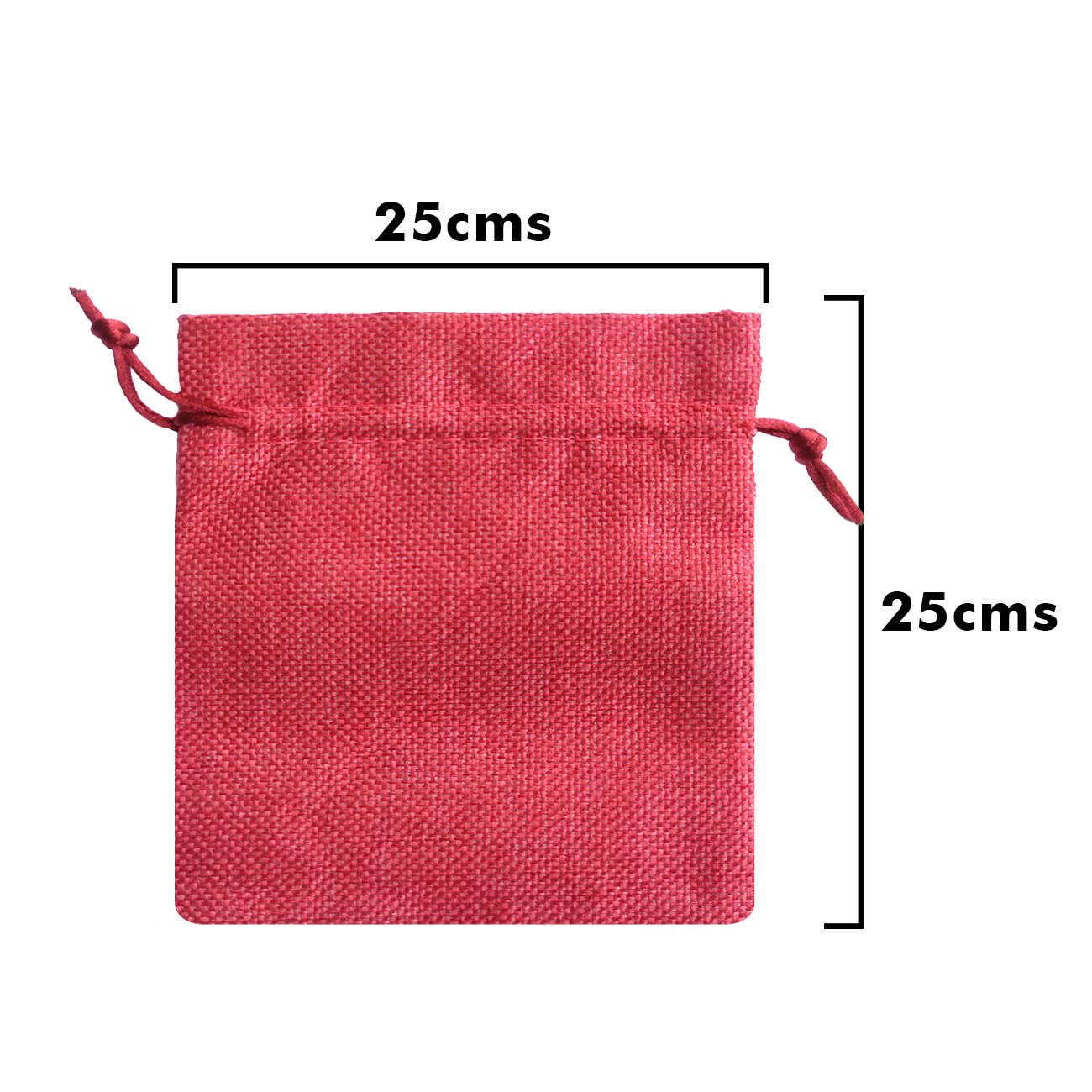Eco-Friendly Pink Jute Linen Pouches - 25x25cm Party Favor Bags (Pack of 10) for Birthday Celebrations, Baby Showers, Wedding Functions & Candy Storage | Sustainable Gift Packaging Solution