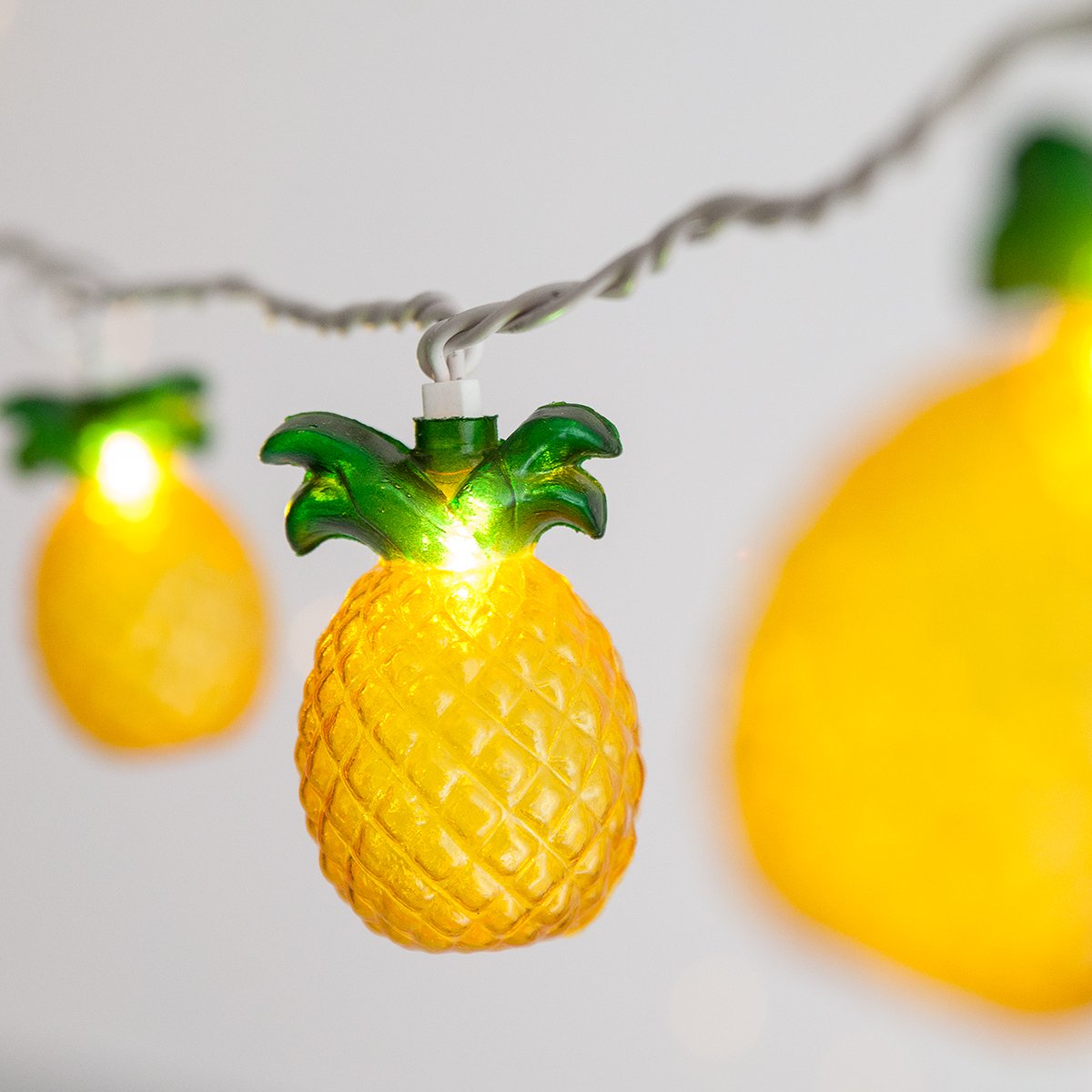 Outdoor Party Lights String - 2 Pack Pineapple Shaped LED Patio Lights with 20 Bulbs, Waterproof Summer Backyard Decor for Garden, Wedding, Birthday & Bedroom (Pink Flamingo Theme)
