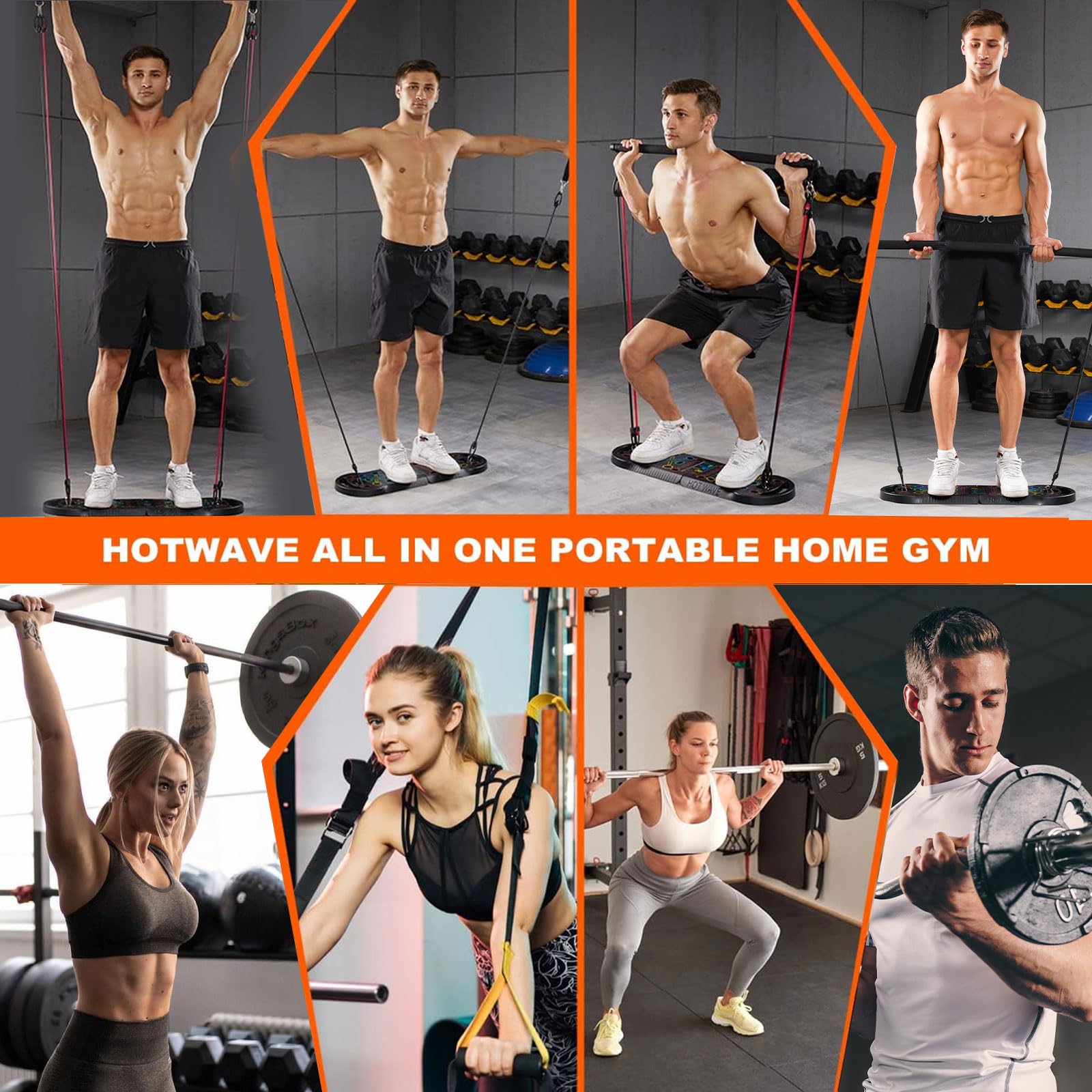Hotwave 20-in-1 Portable Home Gym Set with Push Up Board, Resistance Bands & Ab Roller Wheel - 16 Fitness Accessories for Full Body Workout - Perfect for Home Exercise, Travel & Small Space Workouts
