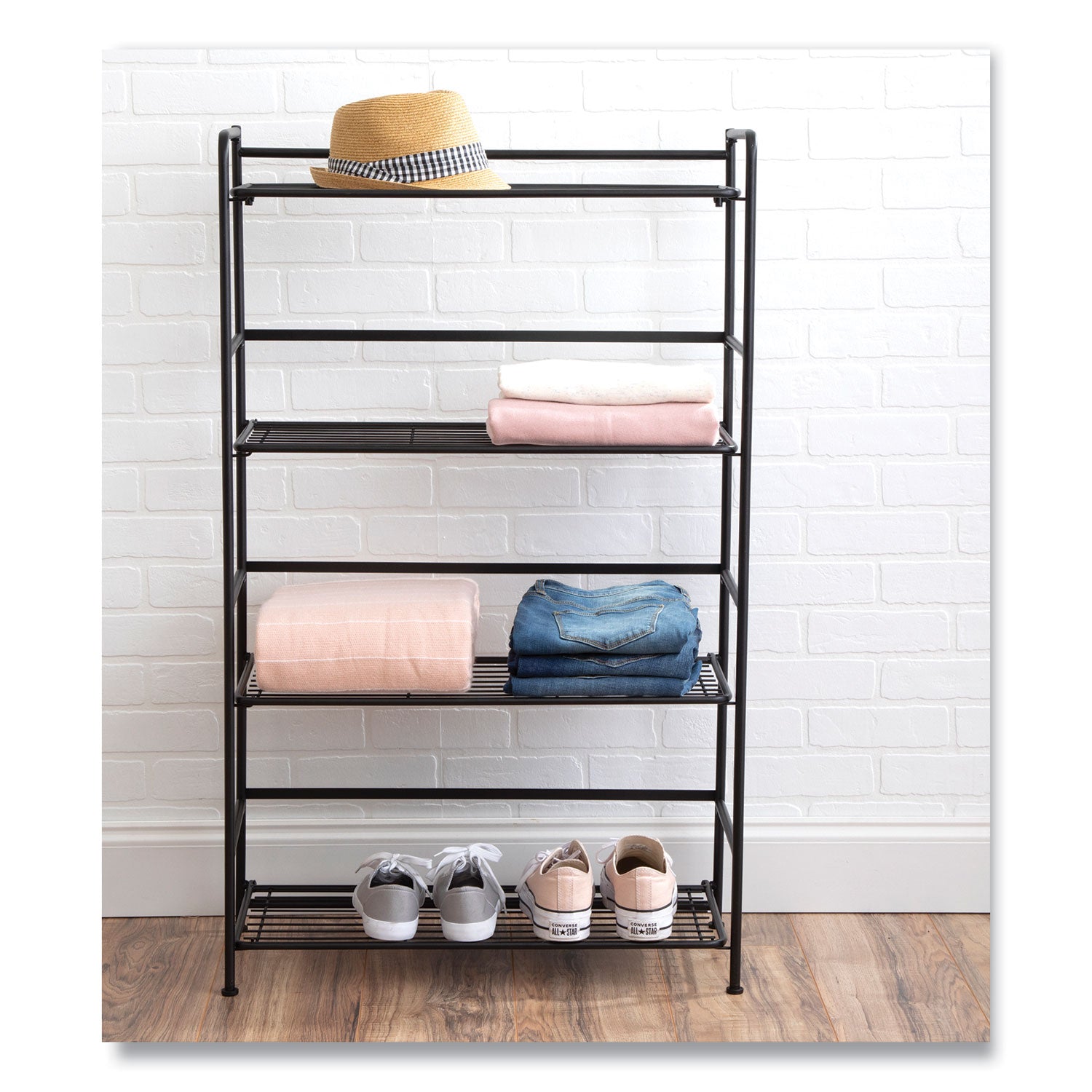 Advantus Black FlipShelf 4-Tier Shelving Unit - 26.5