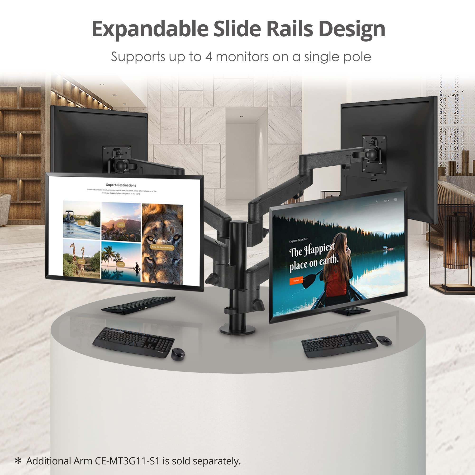 SIIG Single Monitor Desk Mount - Adjustable Articulating Arm for 14