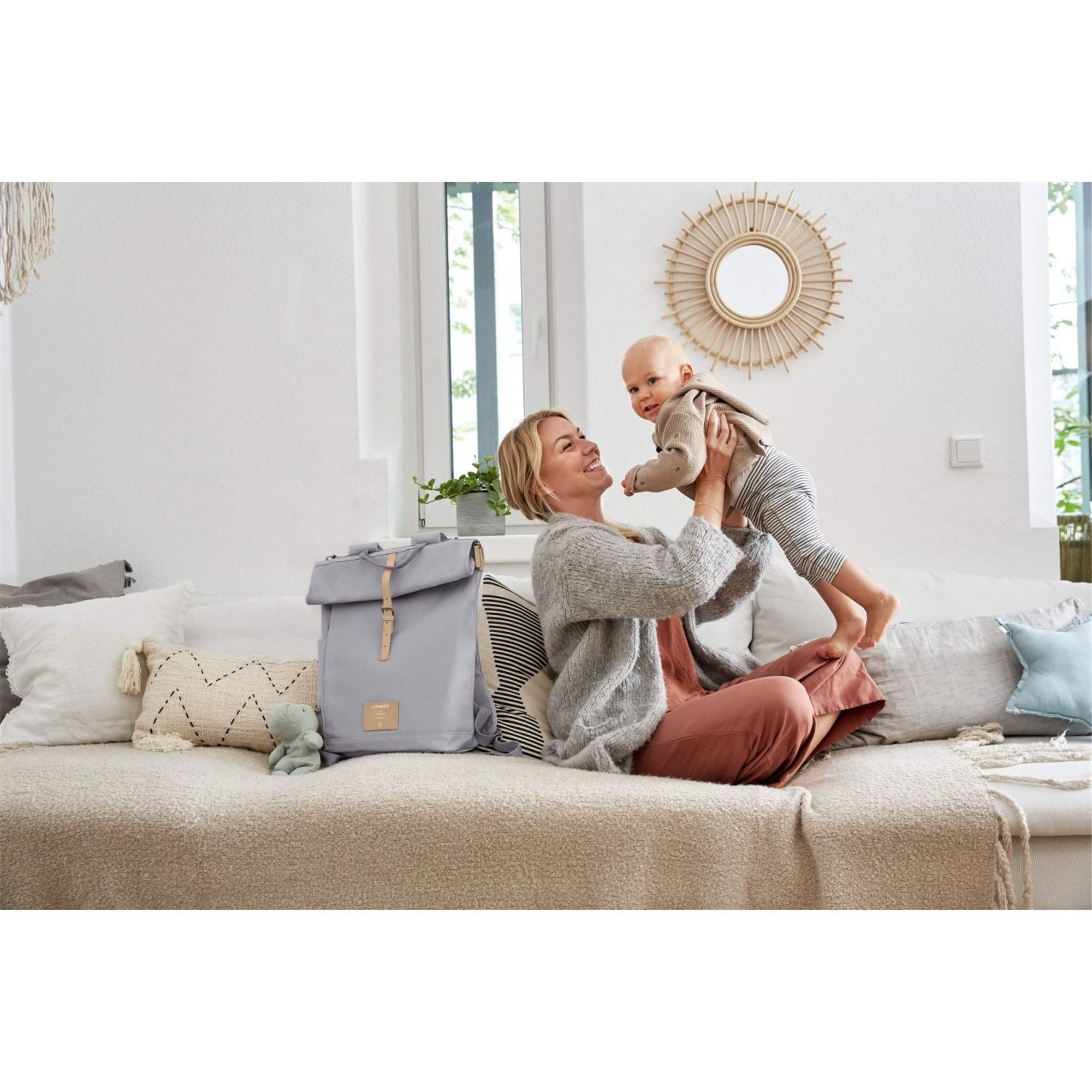 Lassig Green Label Rolltop Diaper Backpack - Waterproof Baby Changing Bag for Parents - Perfect for Travel, Daycare & Outdoor Adventures