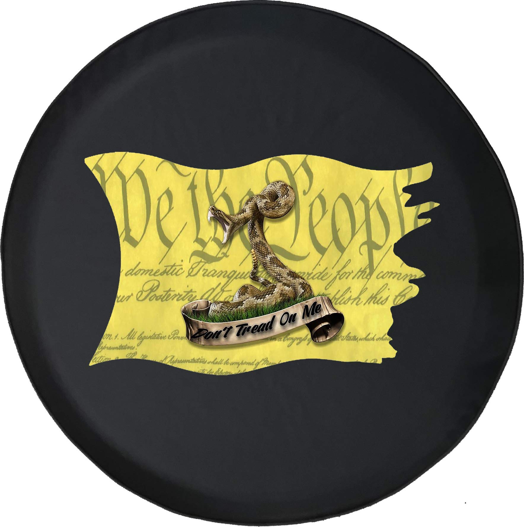 Black Tire Cover 'We The People Don't Tread on Me' Snake Design - 31 Inch for Jeep, Truck & SUV - Durable All-Weather Protection for Off-Road Adventures & Camping