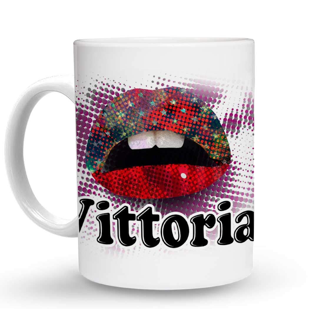 Makoroni Vittoria Personalized 11 Oz Ceramic Coffee Mug - Unique Name Design for Women, Perfect for Home, Office & Gifts