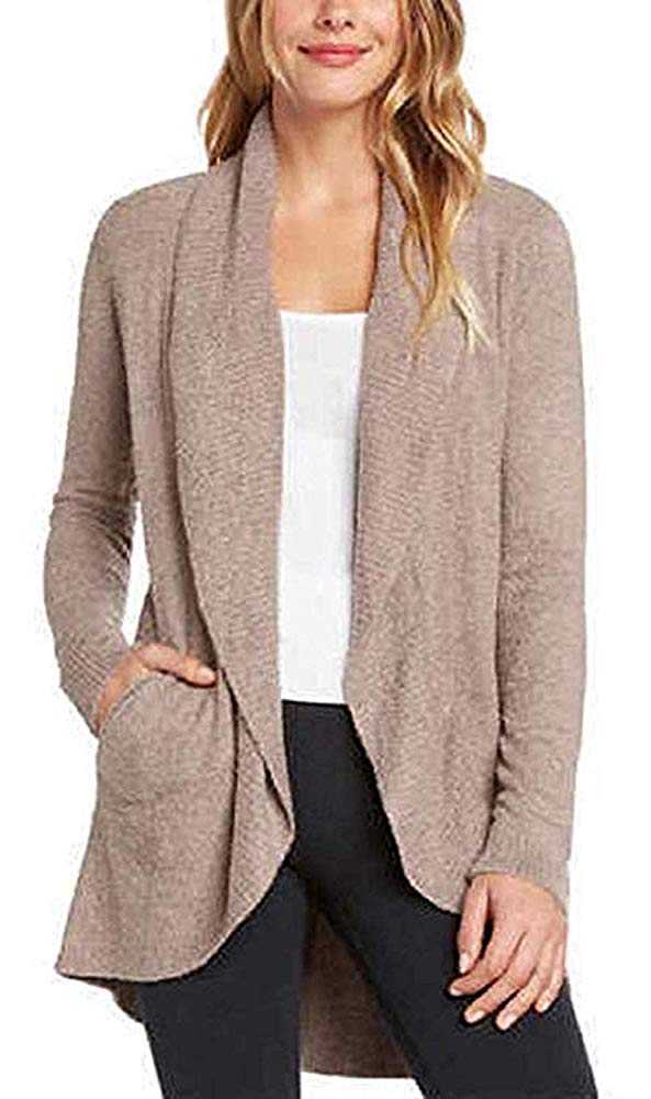 Max & Mia Women's Essential Travel Cardigan - Soft & Cozy Knit Sweater for Layering, Mocha Brown, Size Large | Perfect for Airplane, Office & Casual Outfits