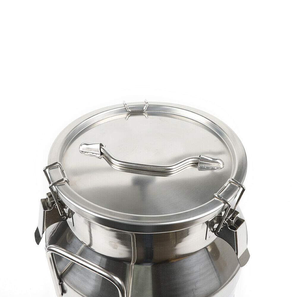 Stainless Steel Milk Can 20L/5.25Gal - Food Grade Dairy Storage Container for Milk, Cream & Cheese - Perfect for Farm, Kitchen & Commercial Use (Silver)