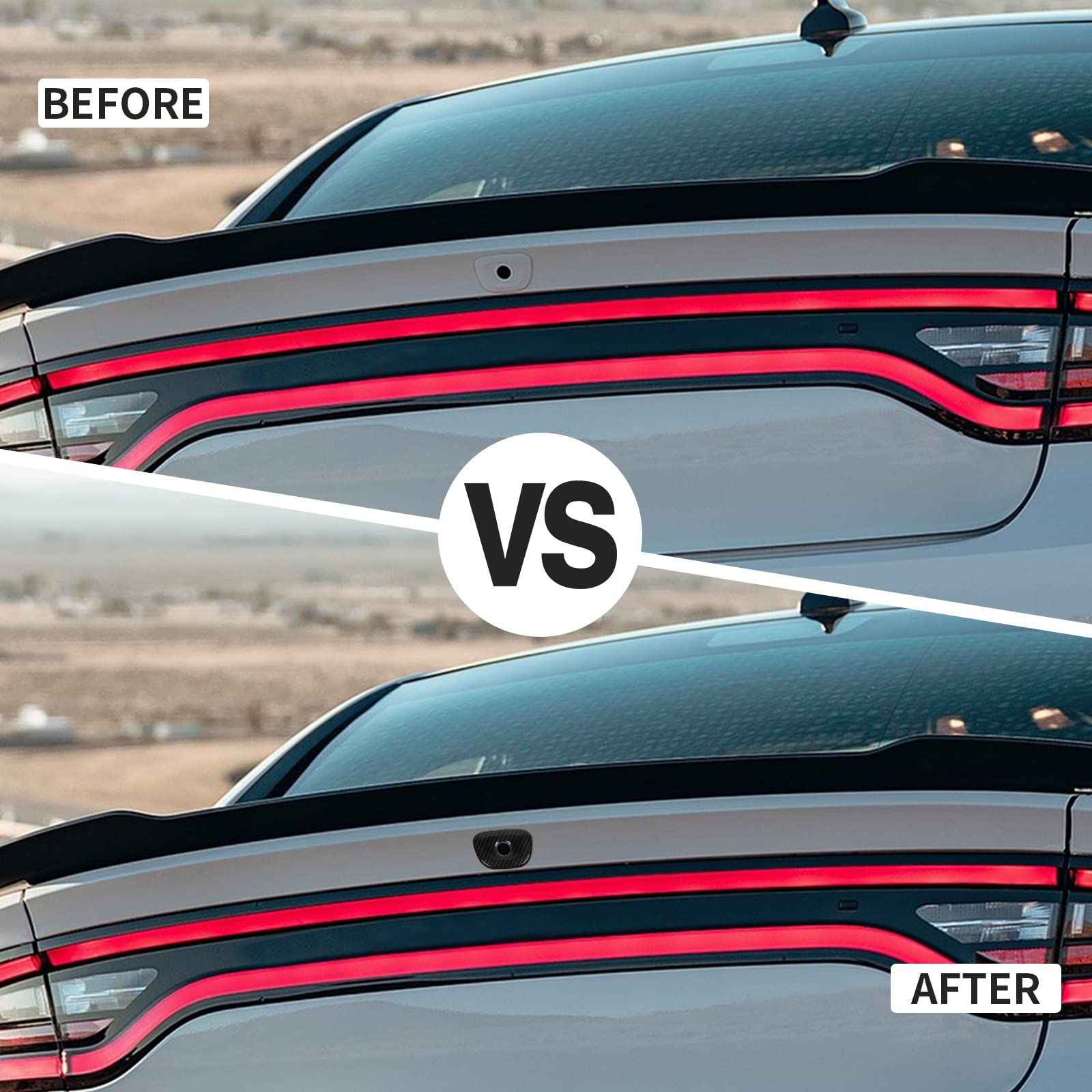 JWWY Dodge Charger Tailgate Camera Trim - Carbon Fiber Replacement for Dodge Charger 2015-2025 Models | Rear View Enhancement & Style Upgrade for Parking & Safety