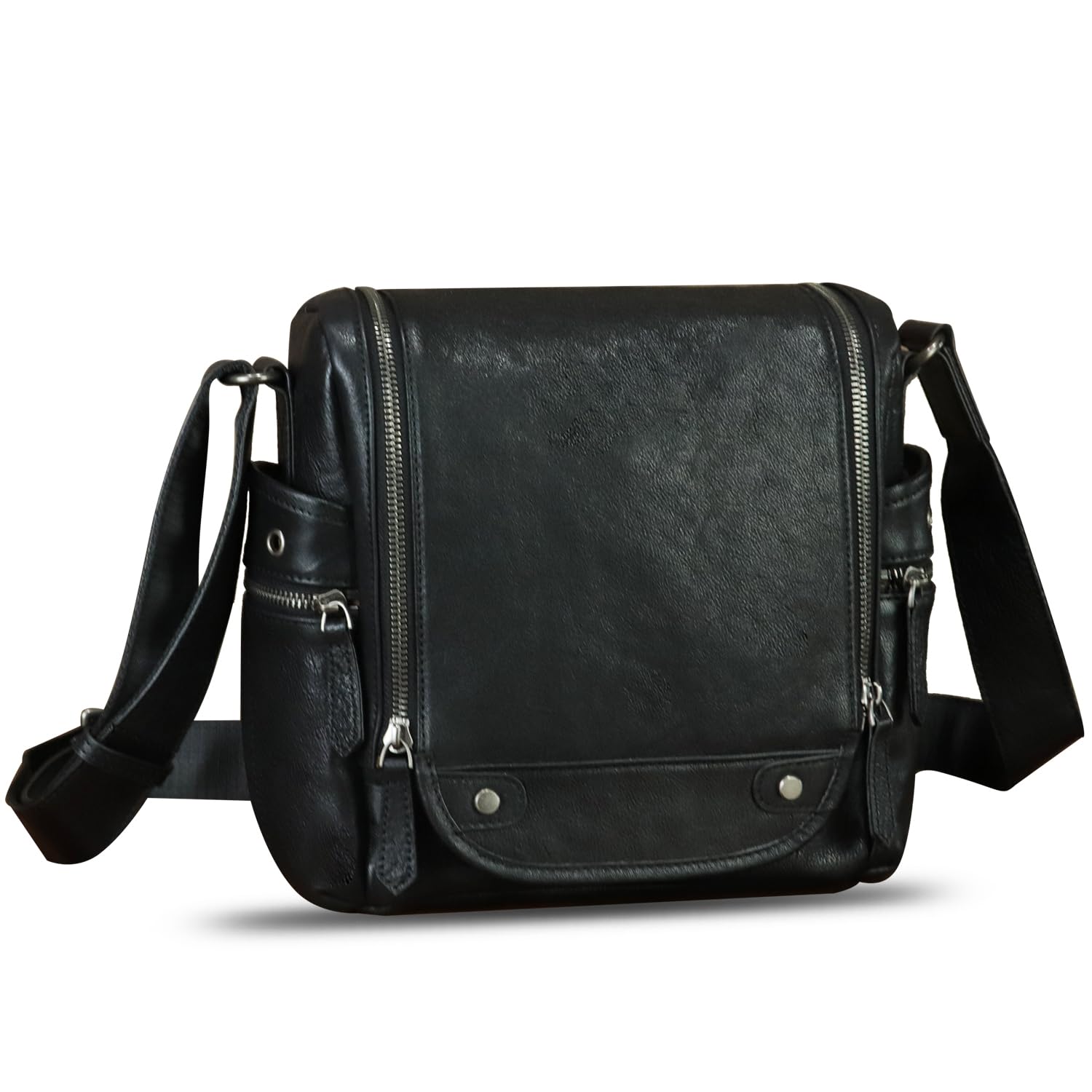 IVTG Genuine Leather Messenger Bag for Men - Durable Crossbody Shoulder Bag & Stylish Satchel Briefcase with Adjustable Strap - Perfect for Work, Travel & Everyday Use