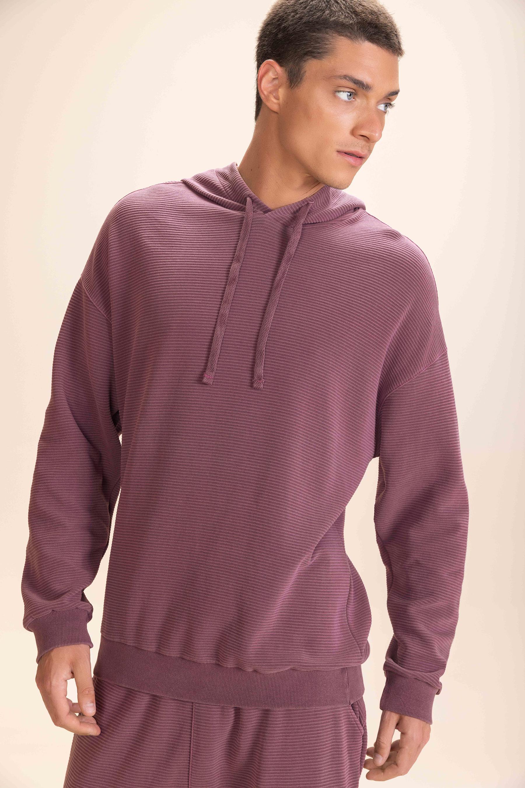 Ribbed Washed Men's Sweatshirt - Comfortable Casual Pullover for Everyday Wear, Gym, and Outdoor Activities