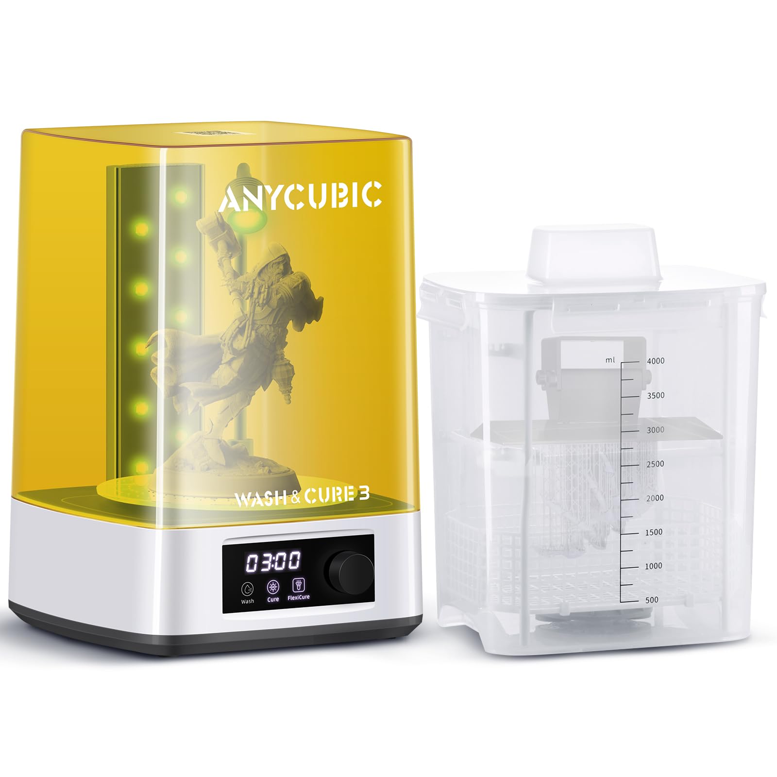 ANYCUBIC Wash and Cure Machine 3.0 - 2-in-1 UV Resin Cleaning & Curing Station for ANYCUBIC Photon Mono 2, Mars Series LCD/DLP/SLA 3D Printers | Adjustable Gooseneck Light | Perfect for Post-Processing 3D Printed Models at Home or Studio