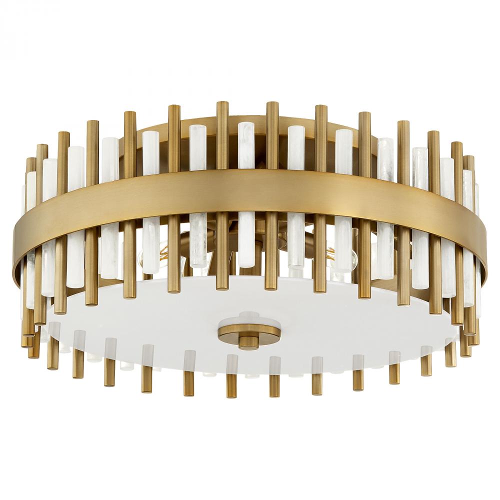 Cyan Design CASSIO 11945 Aged Brass Flush Mount Ceiling Light - Vintage Style for Bedroom, Hallway & Dining Room Lighting