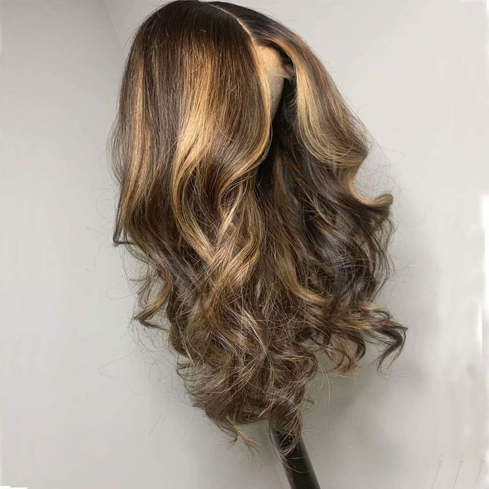 13x4 Lace Front Wig Body Wave 16 Inch - Brazilian Remy Human Hair Glueless Wig with Baby Hair & Pre-Plucked Hairline for Black Women - 150% Density Highlight Blonde Brown - Perfect for Daily Wear, Parties & Special Occasions