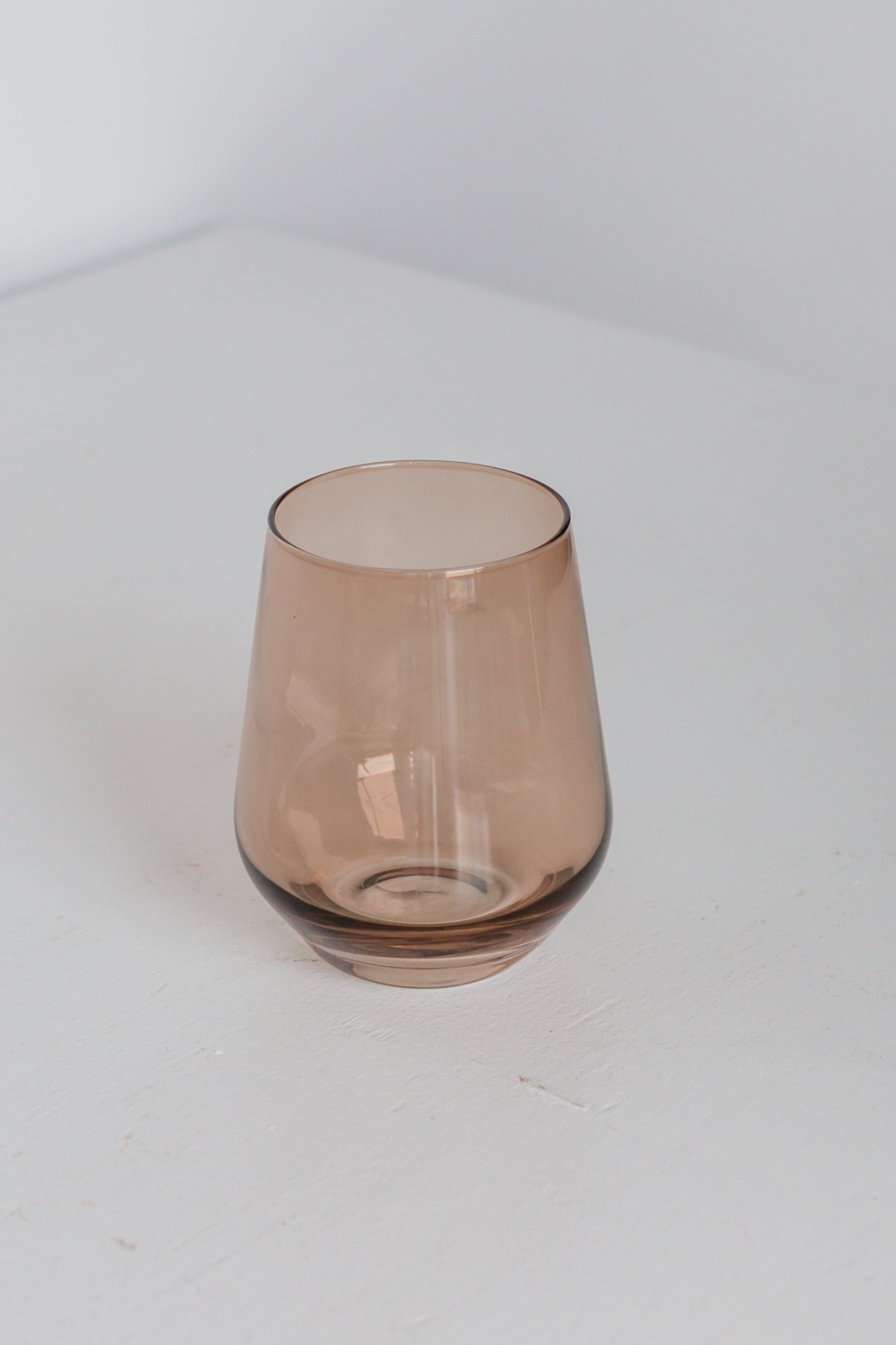 Premium Estelle Colored Wine Glasses Set of 6 - Stemless, Shatter-Resistant, Mocha Mousse (Amber Smoke) - Perfect for Parties, Weddings, and Home Entertaining