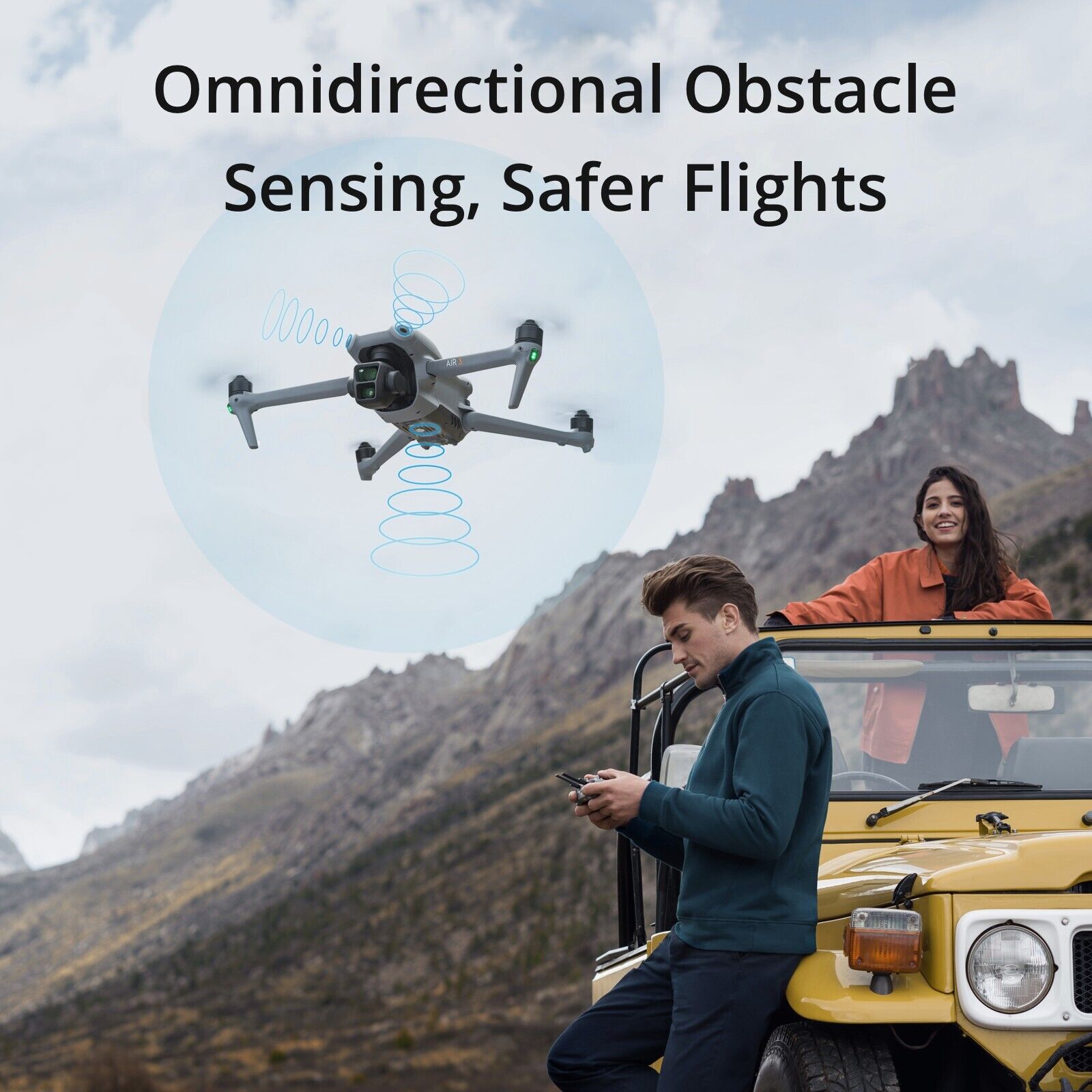 DJI Air 3 Drone with DJI RC N2 Controller - 4K Dual Camera, 46-Min Flight Time, Omnidirectional Obstacle Avoidance for Aerial Photography, Travel & Outdoor Adventures