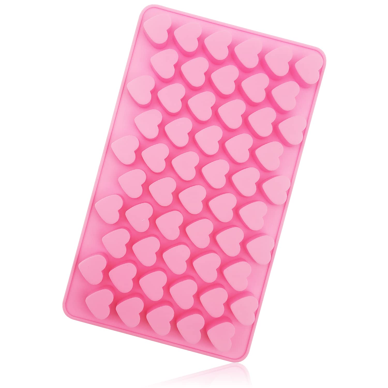ALLY-MAGIC Heart Shaped Silicone Molds - 55 Cavity Wax Melts Molds for DIY Baking, Chocolate, Candy, Soap Making - Perfect for Valentine's Day, Christmas Gifts & Home Decor (Pink)