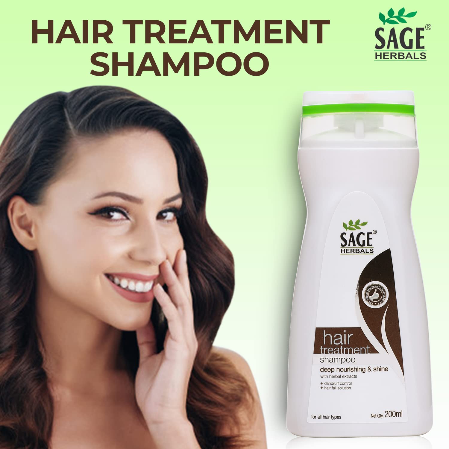 Sage Herbal Hair Treatment Shampoo for Hair Fall Control & Dandruff Prevention | Deep Nourishing Formula for Healthy Hair Growth & Shine | 200ml | Perfect for Daily Use & Scalp Care