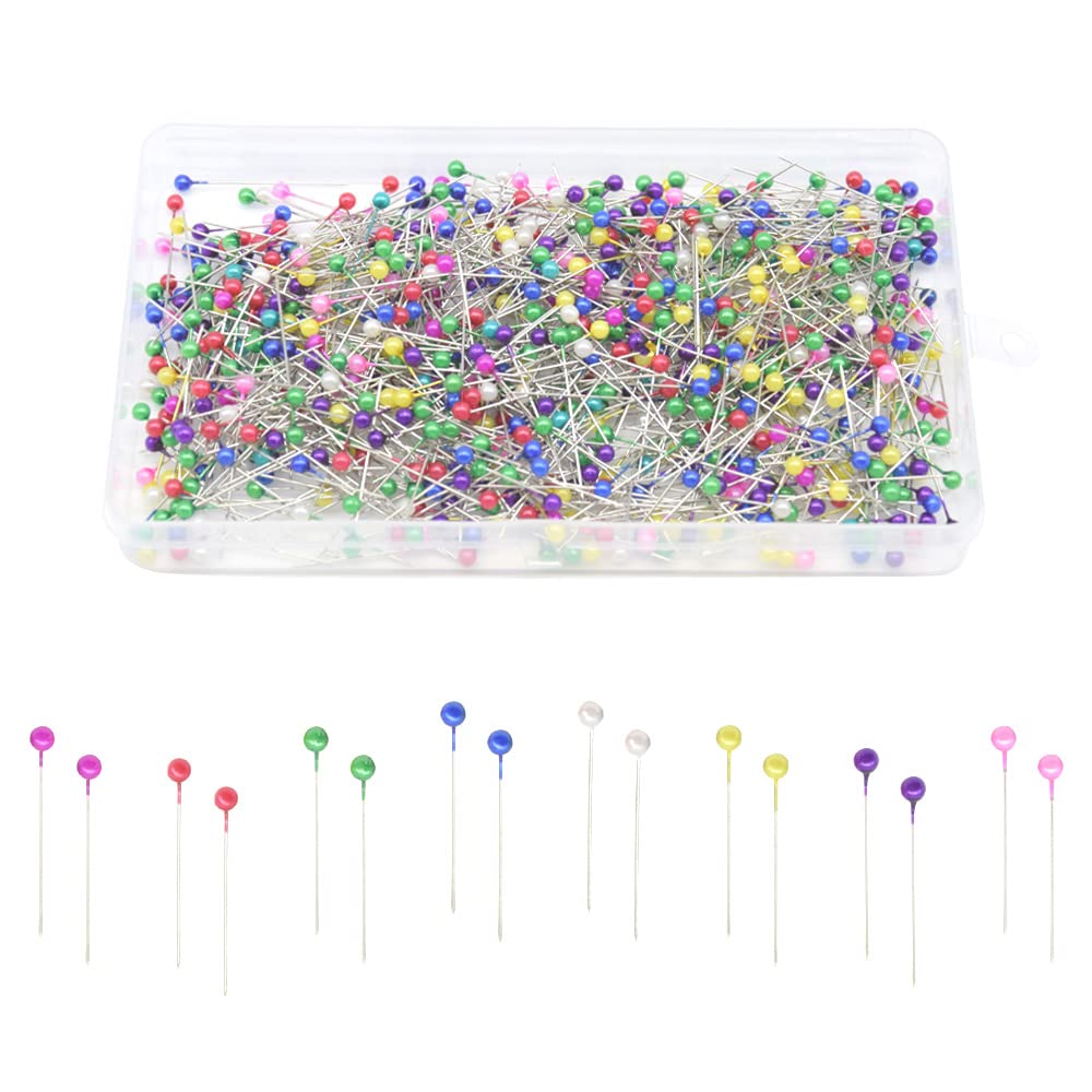 800pcs Pearl Head Straight Pins for Sewing, Quilting & Jewelry Making - 38mm Ball Head Dressmaking Pins for Crafts & Bouquets