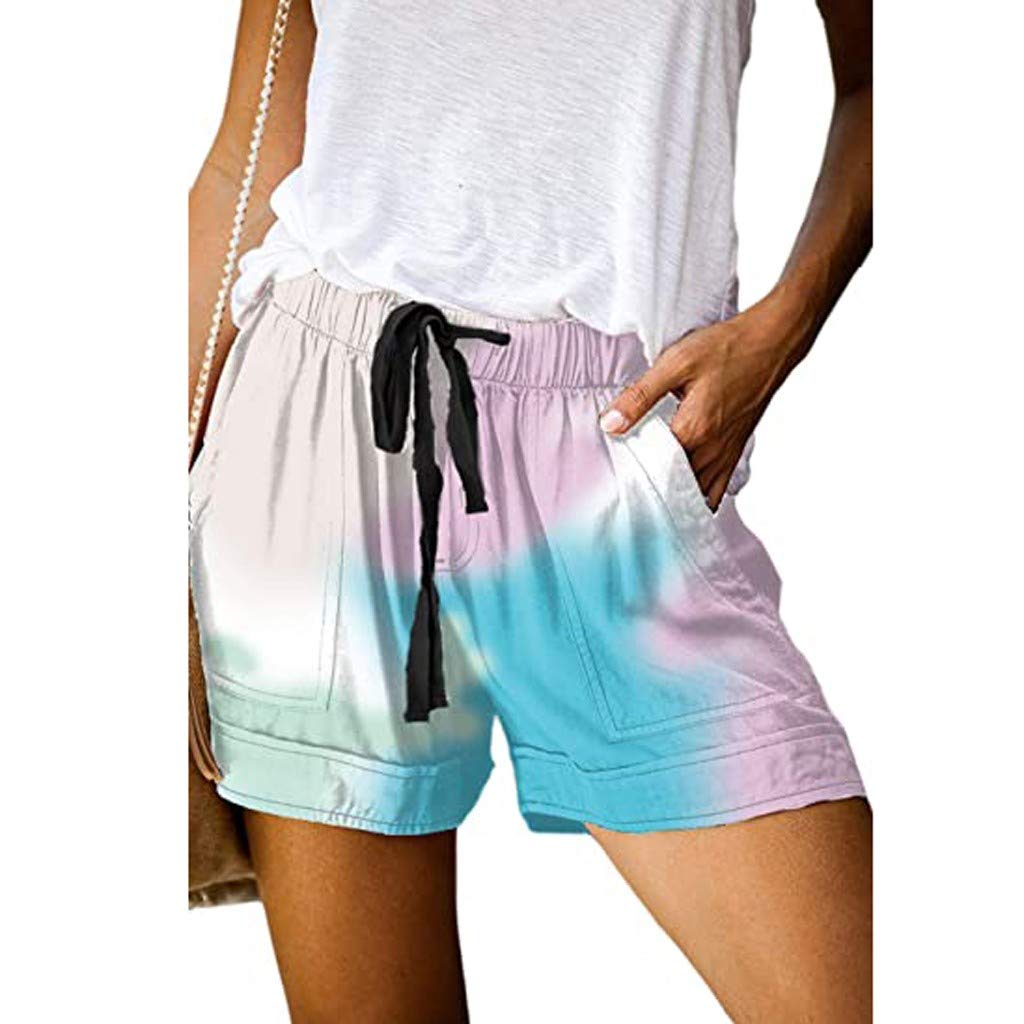 Women's Tie-Dye Summer Shorts with Pockets - Casual Elastic Waist for Outdoor & Travel