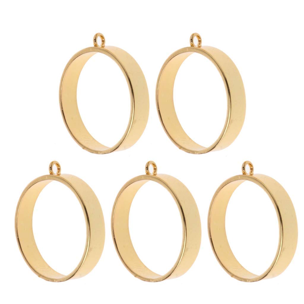 Misright 5Pcs Open Back Bezel Pendants for Resin Jewelry Making - Round Metal Frames for UV Resin Crafts, DIY Earrings, Necklaces & Charms (Great for Handmade Gifts, Craft Projects & Jewelry Design)