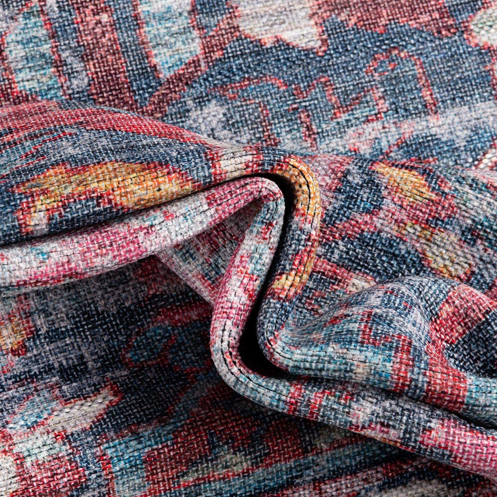 Washable Navy Blue 5' x 8' Oval Low-Pile Rug - Maahru Collection by Rugs.com | Non-Slip Living Room Carpet, Dining Area Floor Mat, Pet-Friendly Home Decor for Open Concept Spaces