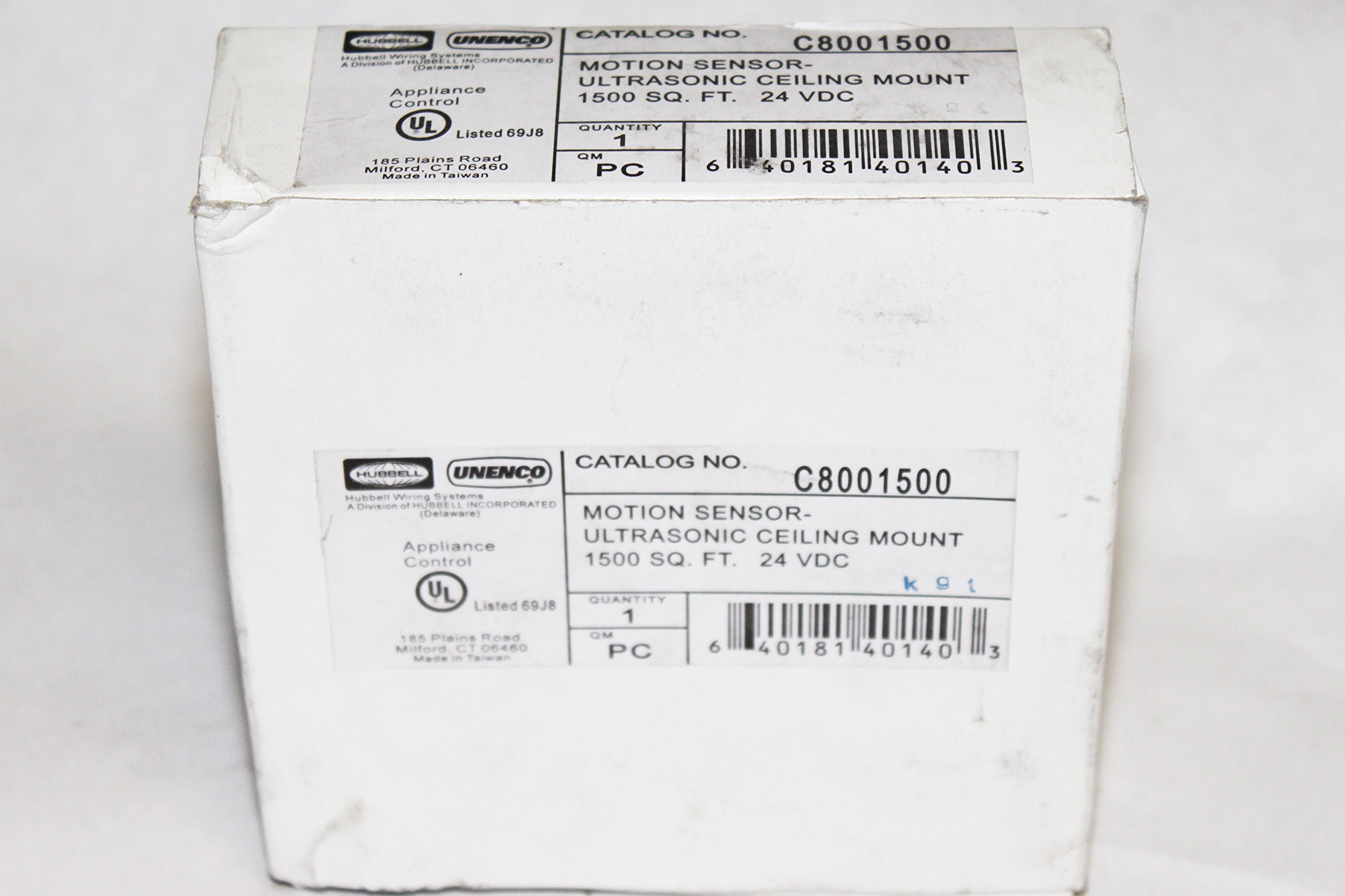 Unenco Hubbell C8001500 C800-1500 Ultrasonic Ceiling Mount Motion Sensor 1500 SQ FT Coverage, 24VDC, White - Ideal for Warehouses, Retail Stores & Office Security Systems