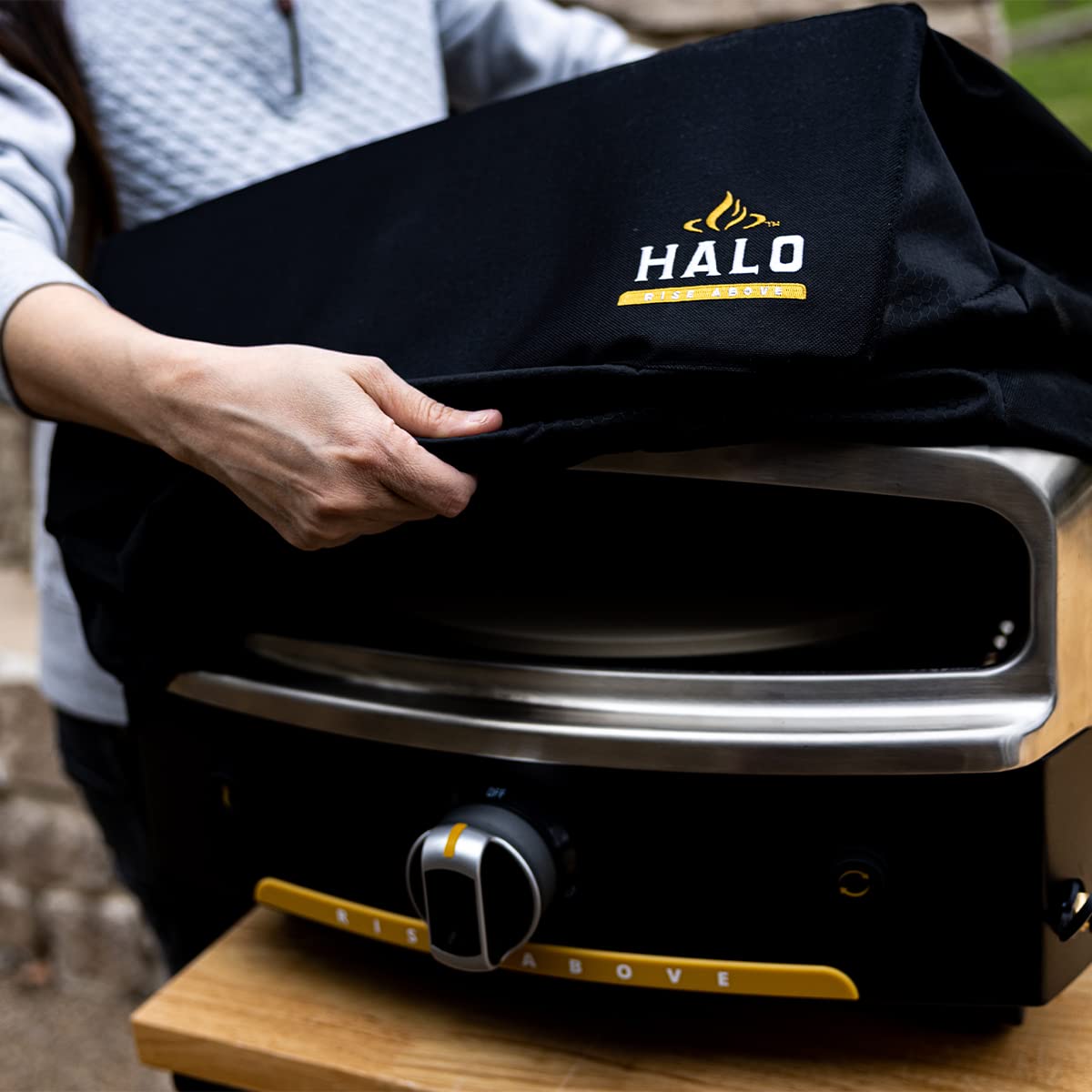 HALO Versa 16 Inch Outdoor Pizza Oven with Rotating Stone - Bakes 16 Inch Pizzas - Includes Oven Cover - Perfect for Backyard Parties, Camping & Outdoor Cooking