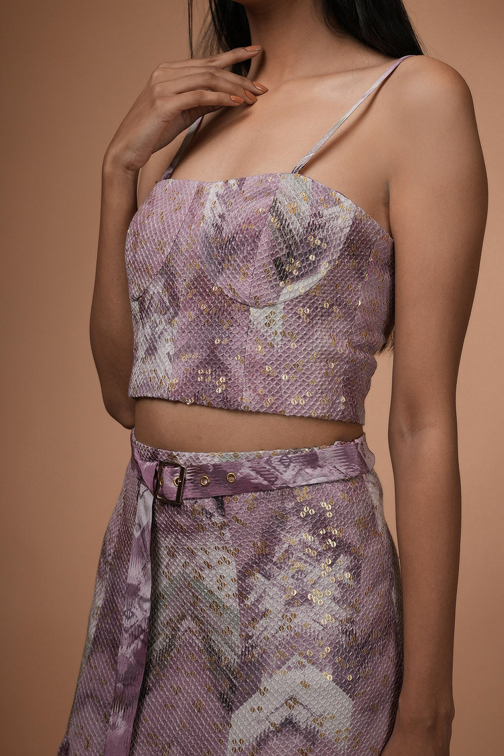 Lilac Floral Print Corset Top for Women - Elegant Lace-Up Bustier for Vintage Fashion & Special Occasions