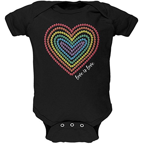 Love is Love Rainbow Gemstone Heart Soft Baby Onesie - Unisex Organic Cotton Bodysuit for Newborns & Infants - Perfect for Pride Month, Baby Showers & LGBTQ+ Celebrations