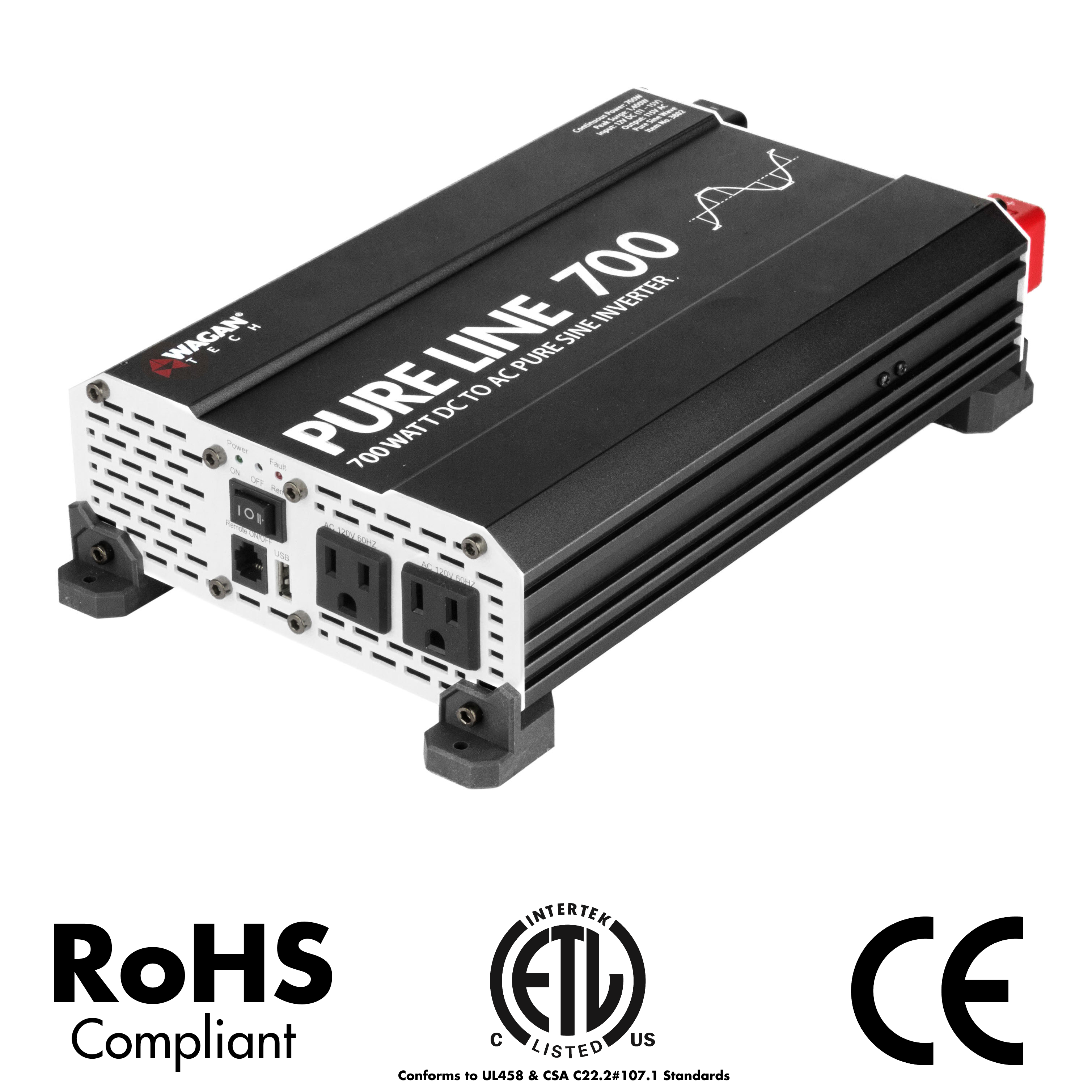700W Pure Sine Wave Power Inverter for Car, RV, Truck & Home Backup - Reliable AC Power Supply for Laptops, Appliances & Emergency Use