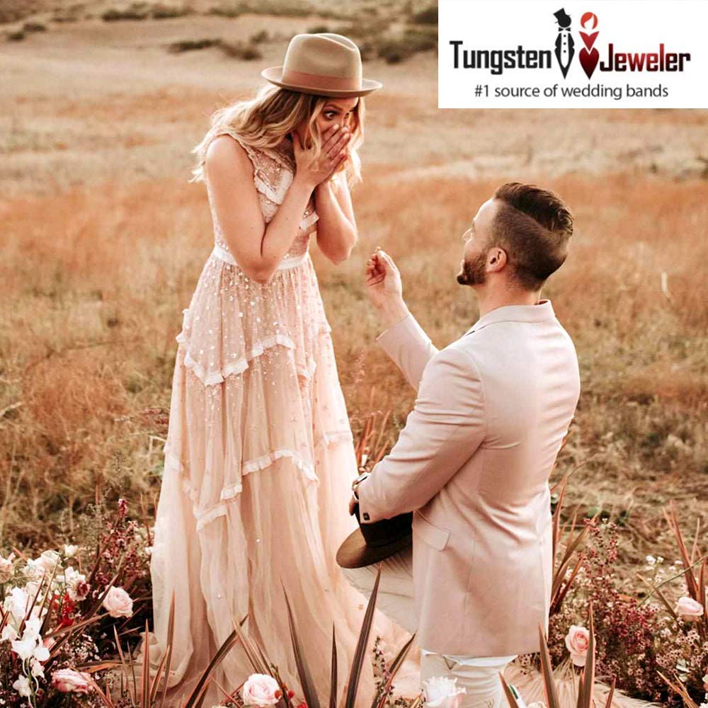 Personalized Titanium Wedding Rings for Men & Women - Free Laser Engraving - 7.5mm Yellow IP Milgrain Band with Notched Center - Perfect Couples Rings for Anniversaries, Engagements & Special Occasions