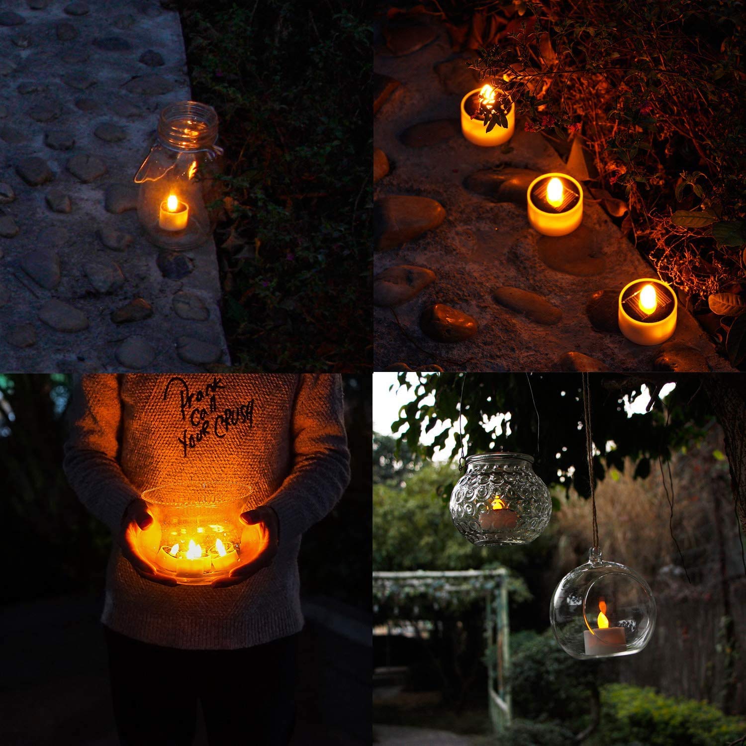 6 Pack LED Tealight Candles - Solar Powered, Waterproof, Flameless Flickering Warm White Lights for Outdoor Garden, Yard, Party, Wedding, Festival & Christmas Decor - Perfect for Romantic Dinners, Patio Ambiance, and Holiday Centerpieces