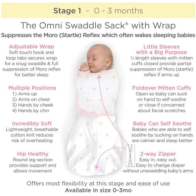 Omni Swaddle Sack for Babies - Soft Gray Swaddle Wrap with 
