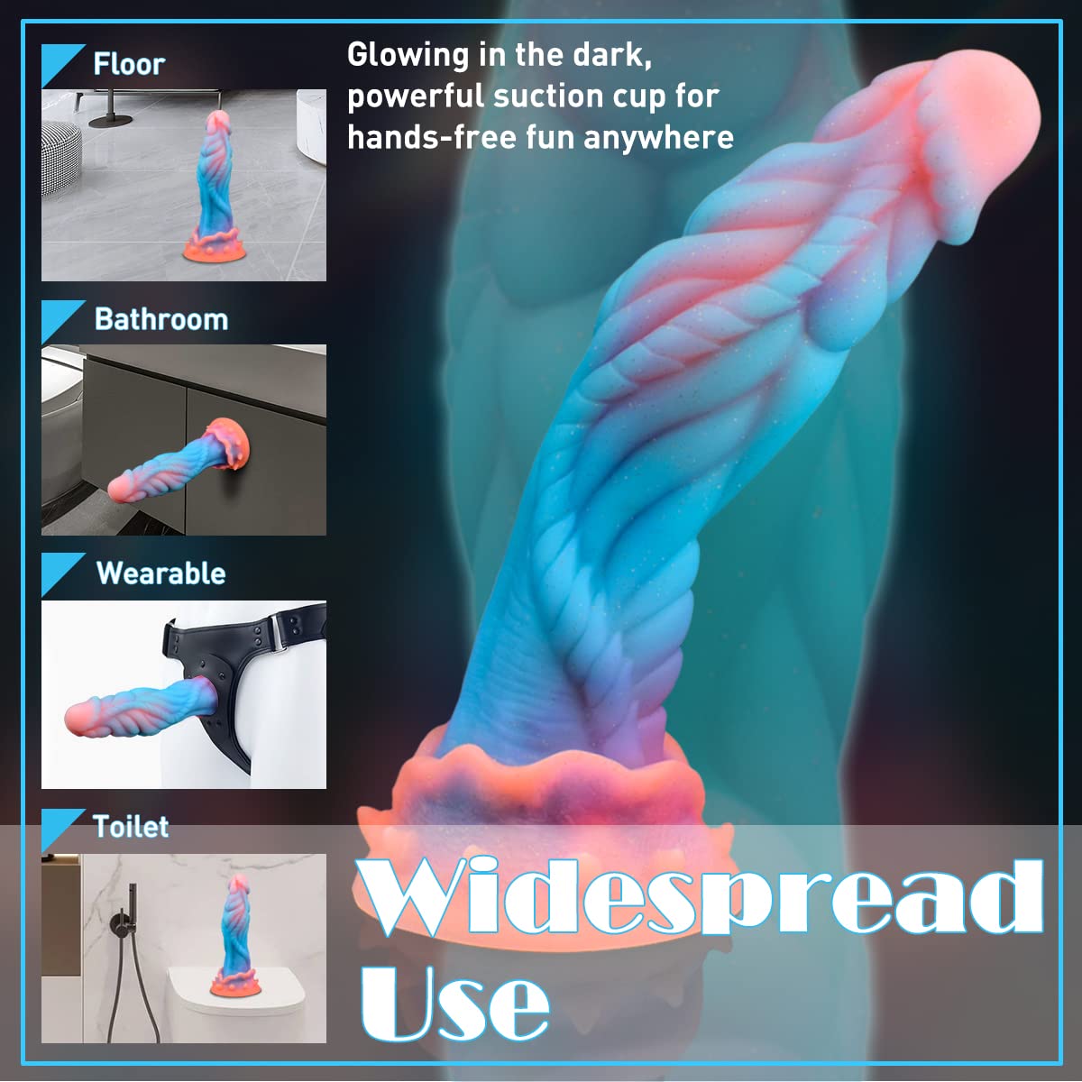 9.1 Inch Glow in The Dark Fantasy Dragon Monster Dildo - Multi-Texture Animal Alien Adult Toy with Strong Suction Cup for Women & Men - Perfect for Roleplay, BDSM, and Solo Pleasure