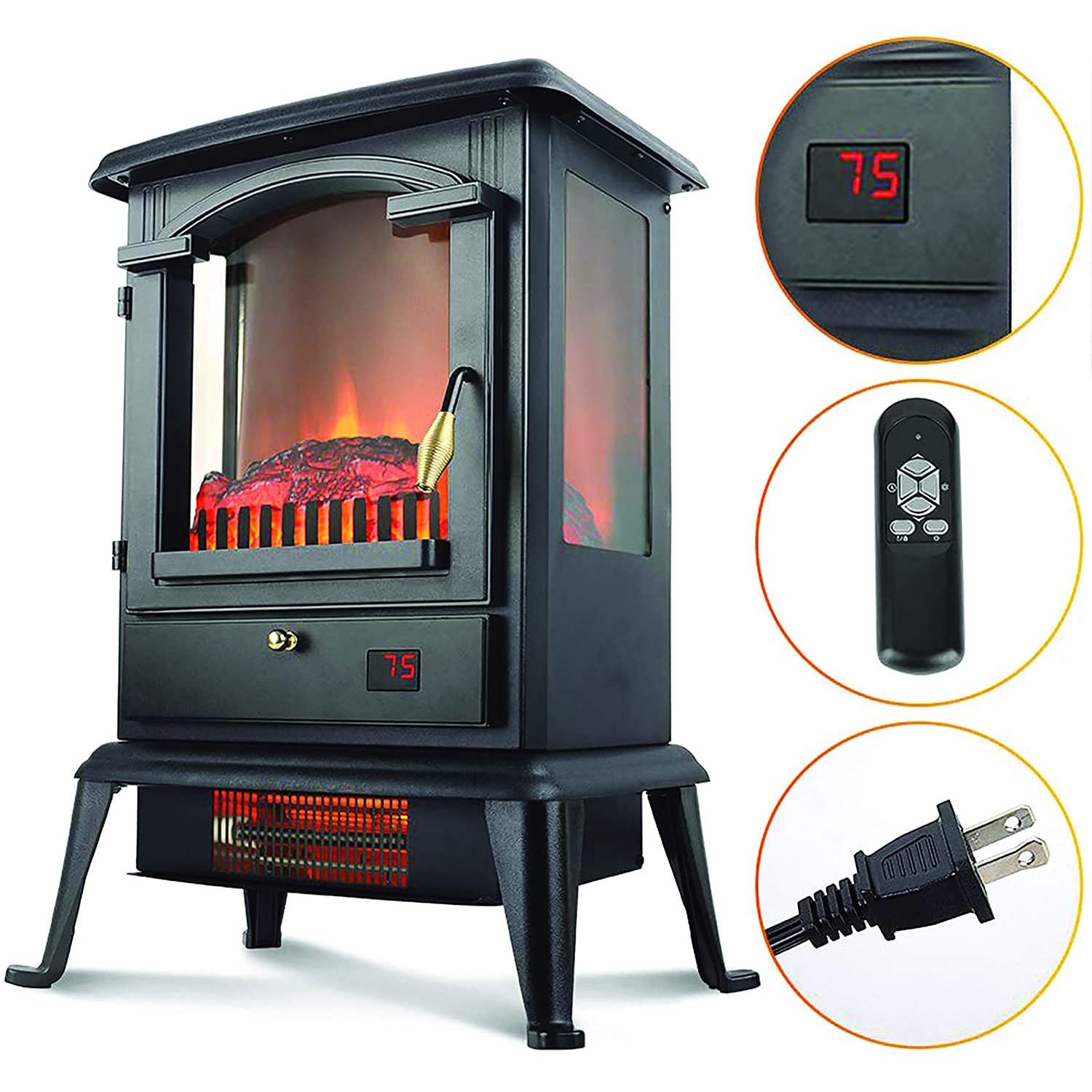 LifeSmart LifePro 1500W Electric Stove Space Heater with Remote - 3-Element Infrared Quartz Heater for Home, Office & Bedroom - Fast Heating & Energy Efficient