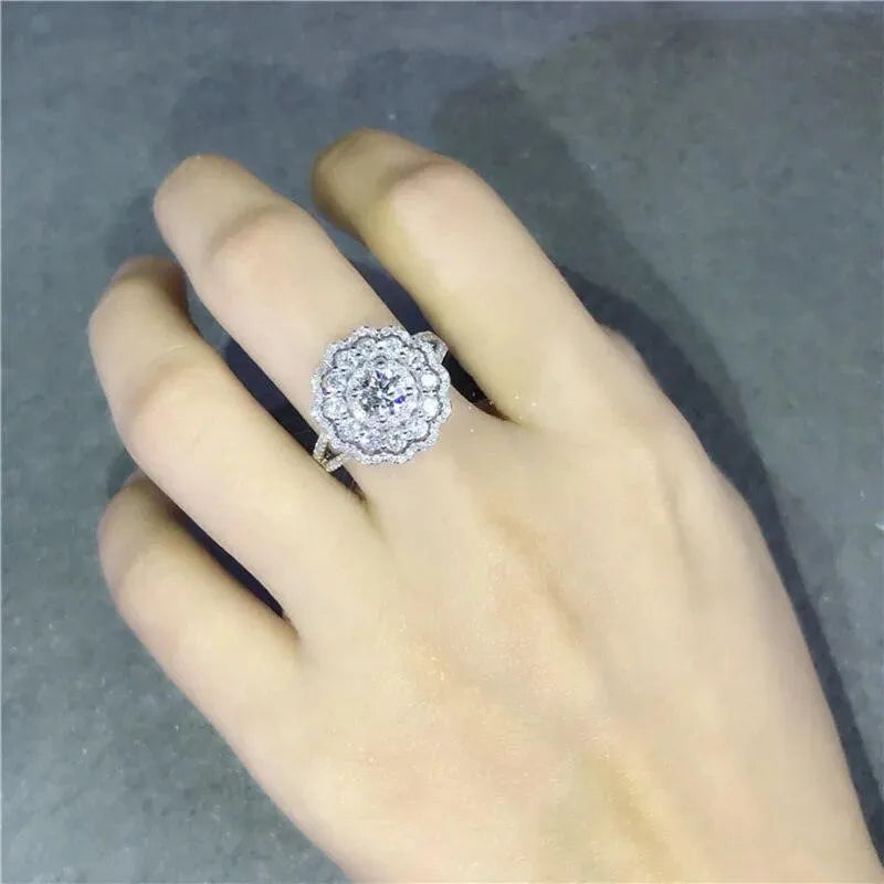18K White Gold Natural Real Diamond Engagement & Wedding Ring with Certificate - Perfect for Proposals, Anniversaries, and Bridal Jewelry