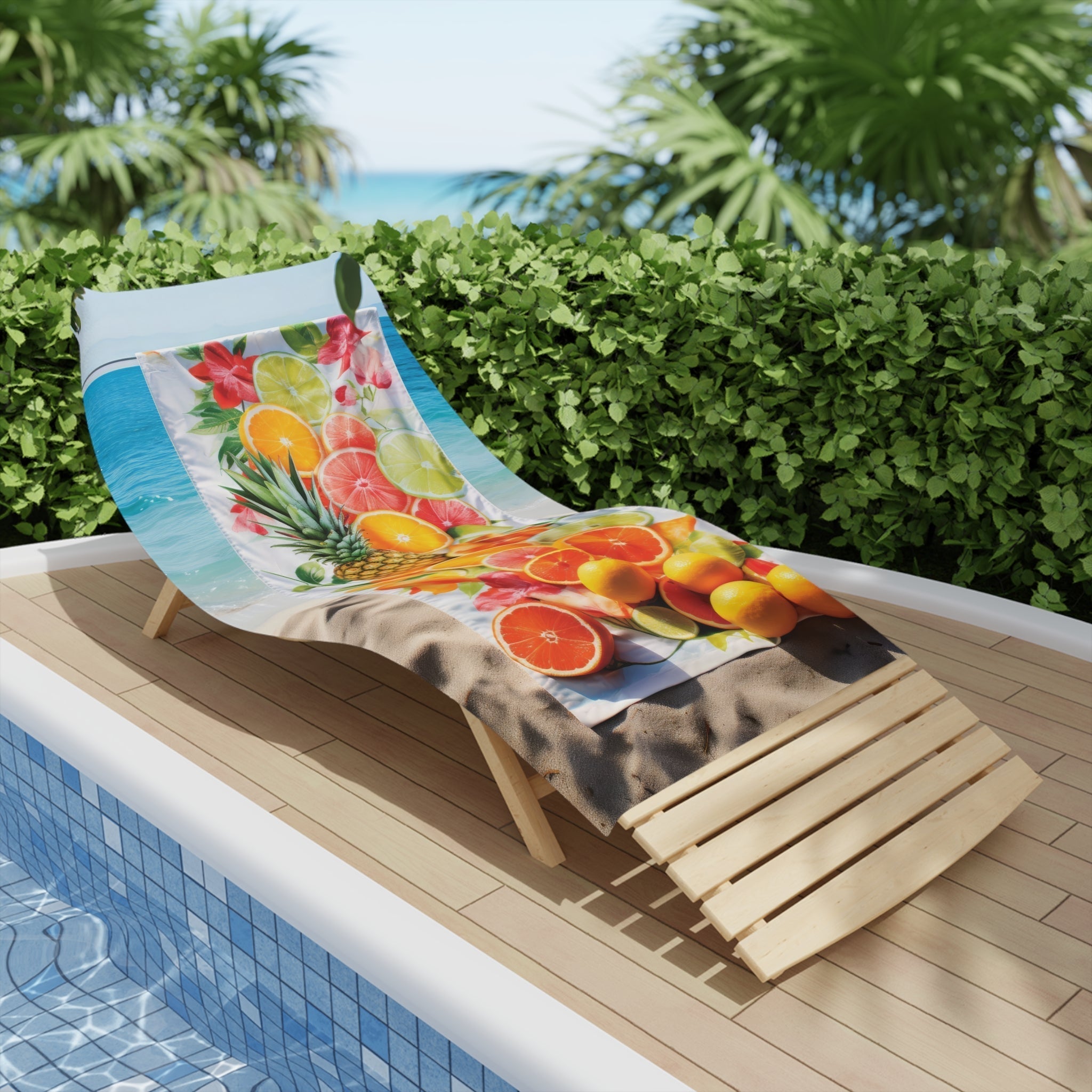 Premium Tropical Fruits Beach Towel - Large, Soft & Absorbent for Pool, Sand & Sunbathing - Pineapple, Watermelon & Citrus Design