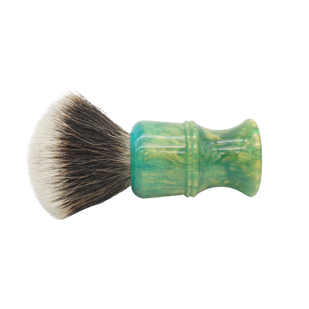 AP Shave Co. 26mm G5C Synthetic Shaving Brush - Golden Emerald Green Handle | Premium Wet Shaving Tool for Men | Perfect for Daily Grooming & Luxury Shaving Routine