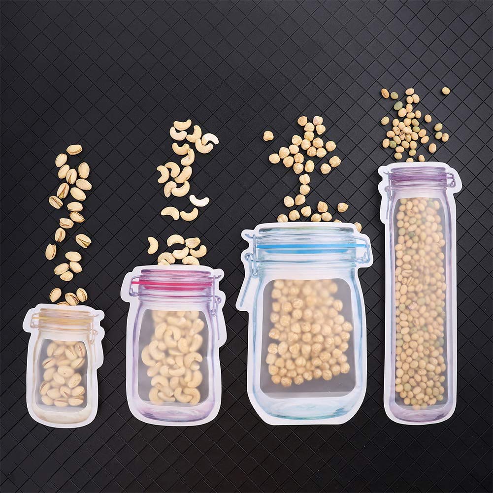40 Pcs Reusable Mason Jar Ziplock Bags - Airtight Food Storage Bags for Freshness | Leakproof Kitchen Organizer | Perfect for Meal Prep, Camping & Picnic Snacks