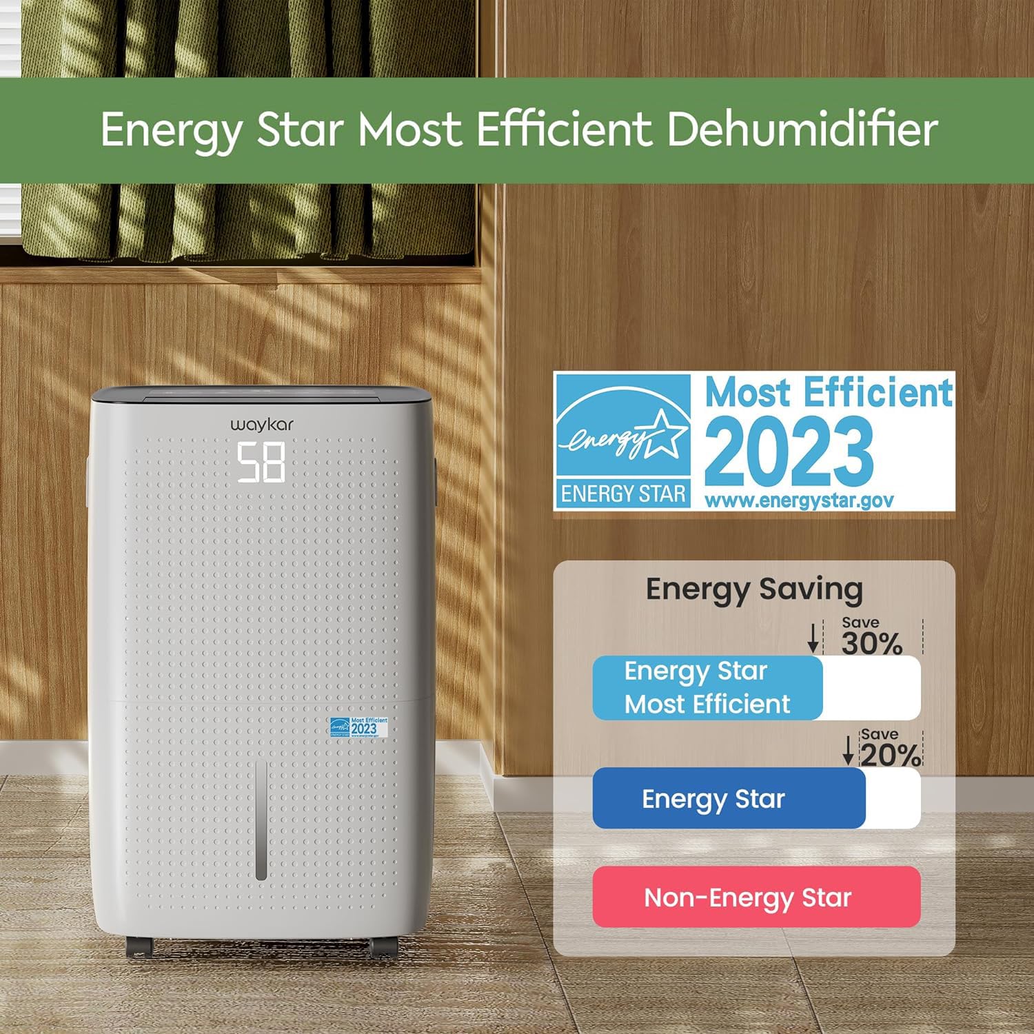 Waykar 150 Pints 7,000 Sq. Ft Energy Star Certified Dehumidifier with Built-in Pump - Commercial & Industrial Use for Large Rooms, Basements, Homes, Storage, Warehouses - Includes Drain Hose & Water Tank - Perfect for High Humidity Areas, Water Damage Prevention, and Moisture Control